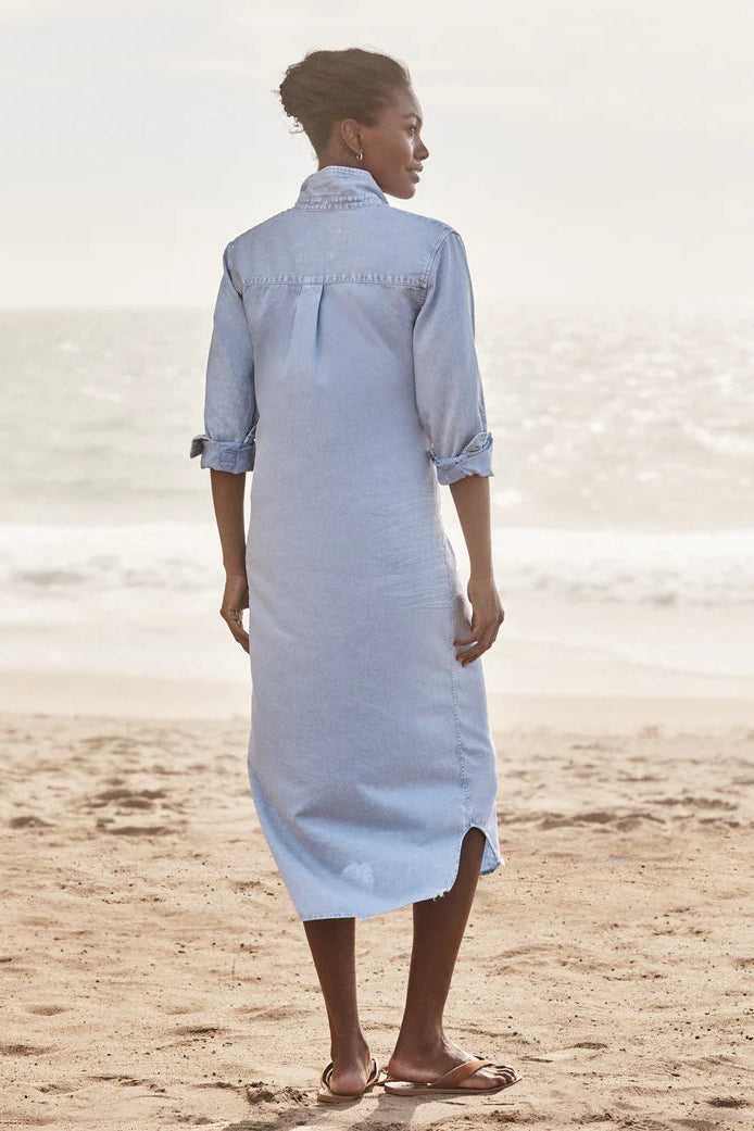 Frank & Eileen Rory Denim Maxi Dress in Pool Water Blue | Shop Eleanor