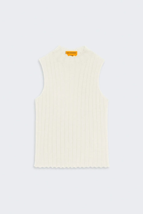 Guest in Residence Rib Mockneck Shell Top in Cream | Shop Eleanor