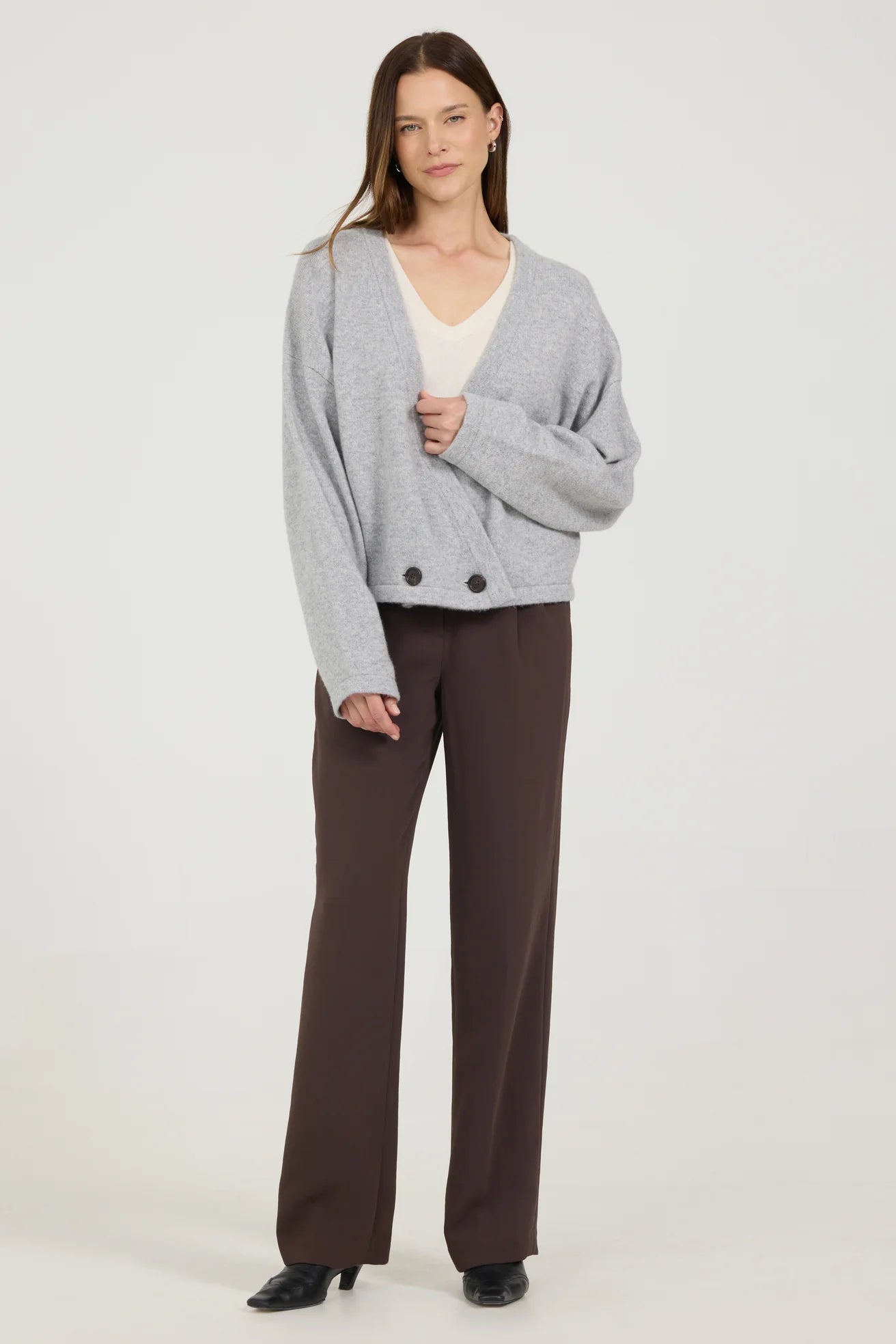 One Grey Day Giselle Cross-over Cashmere Cardigan | Shop Eleanor 
