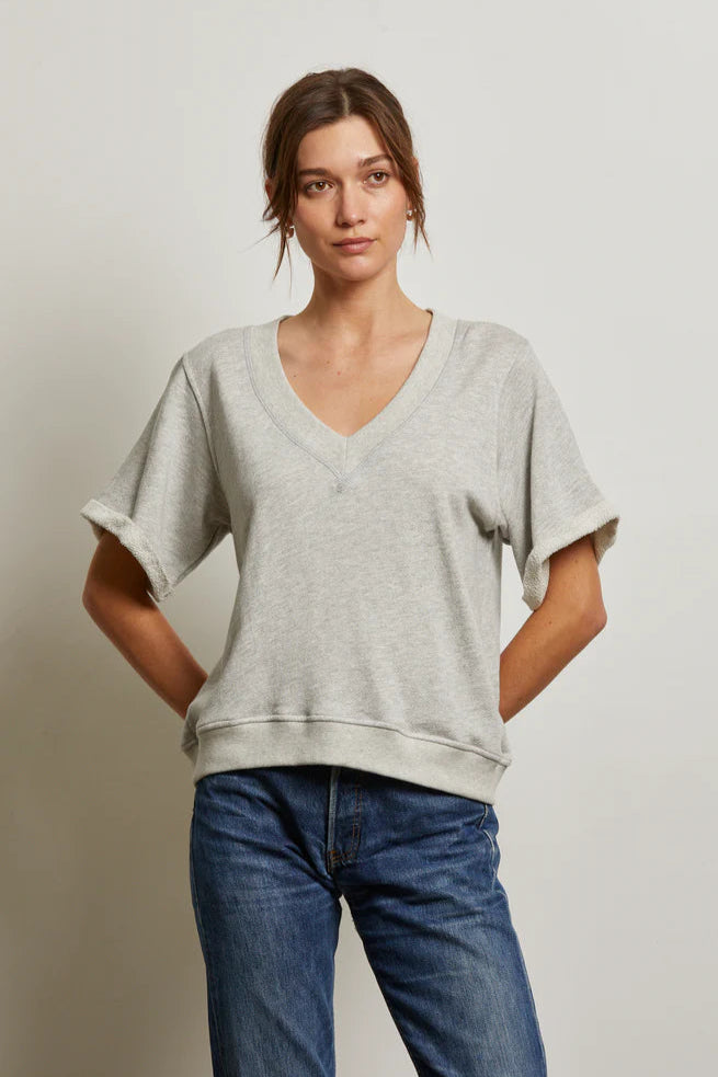 perfect white tee Briggs French Terry Short Sleeve Sweatshirt in Heather Grey | Shop Eleanor - Women's Designer Clothing Boutique in COlorado