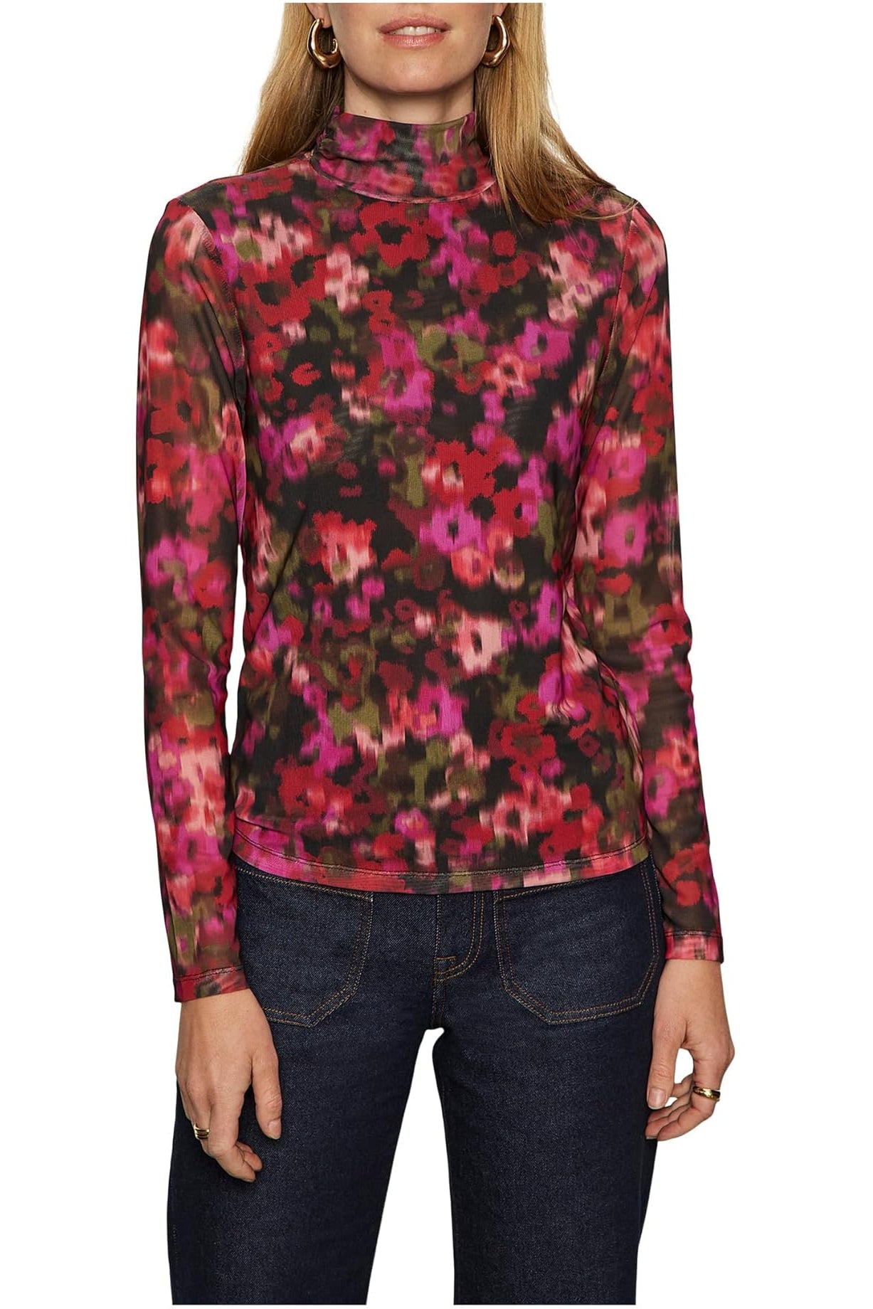 Sanctuary Long Sleeve Mesh Neck Mock Shirt | Shop Eleanor