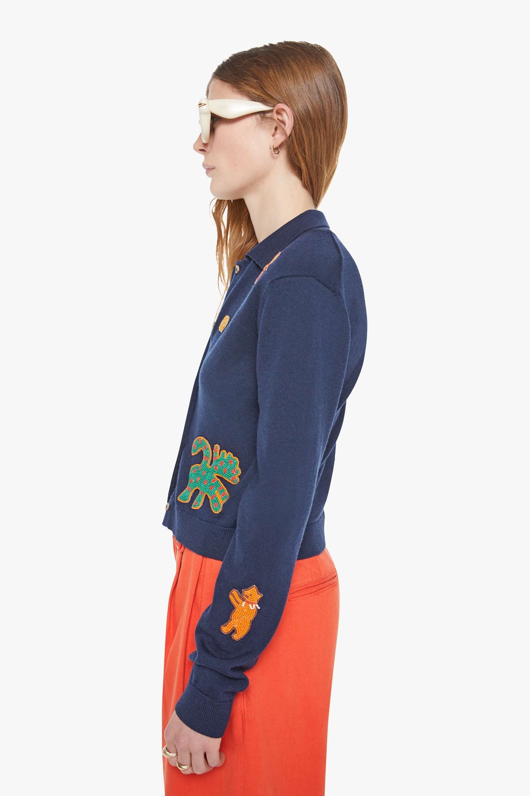 Mother The Racquet Wool Cardigan with playful patches| Shop Eleanor - Women's Designer Apparel
