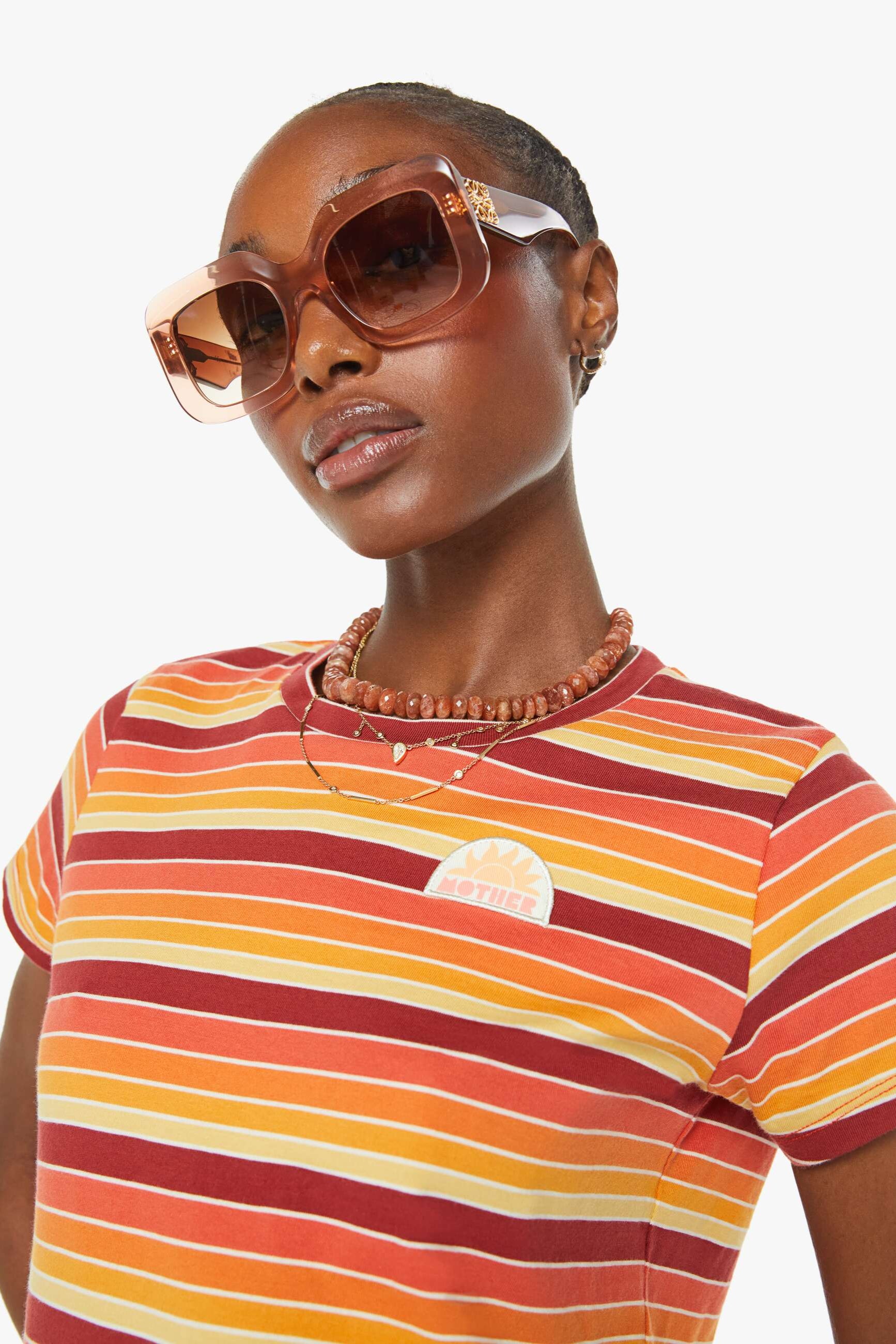 Mother Denim Lil Goodie Goodie in Fire in the Sky Horizontal Stripes | Shop Eleanor