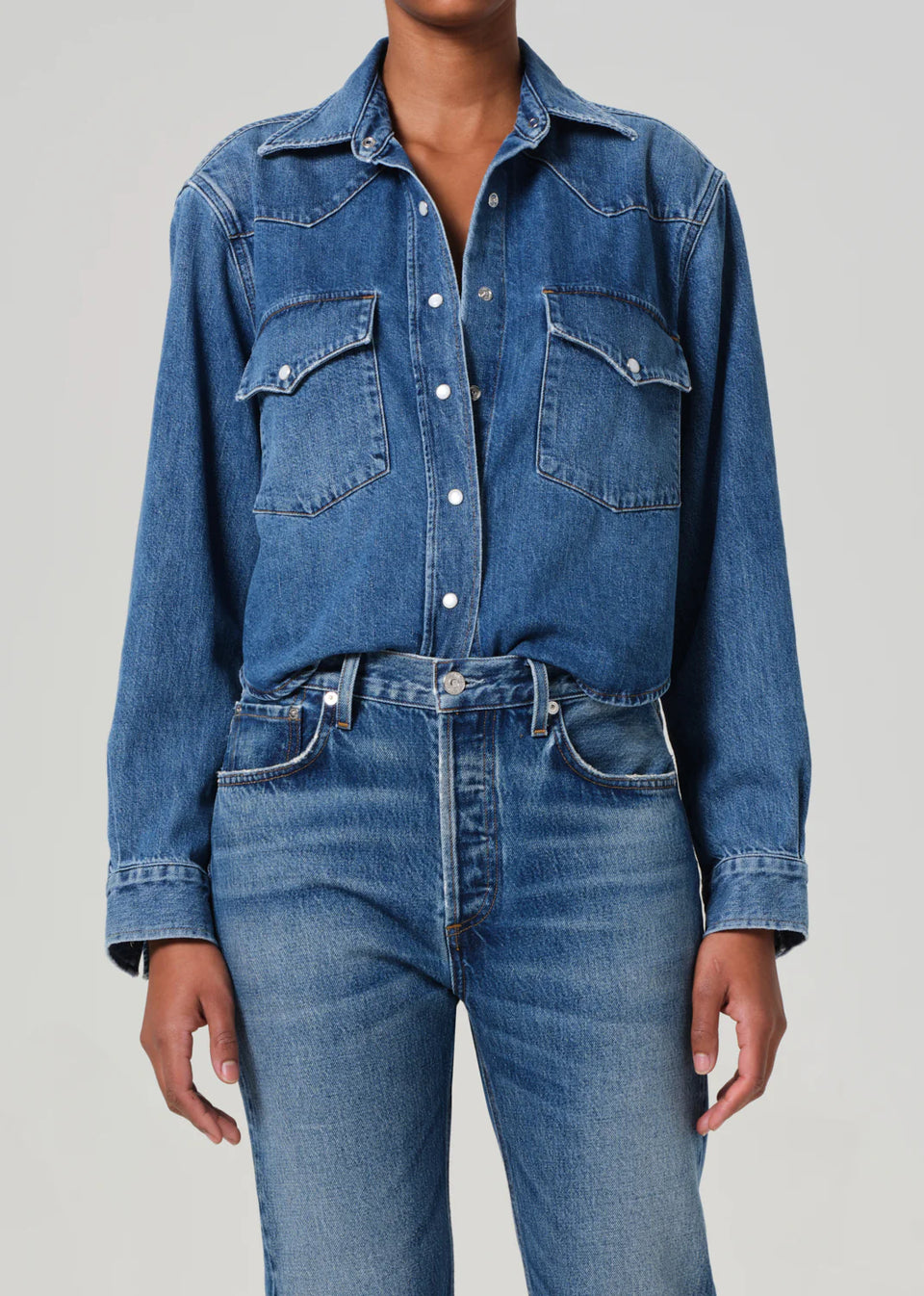 Citizens of Humanity Cropped Western Shirt in Chaya | Shop Eleanor