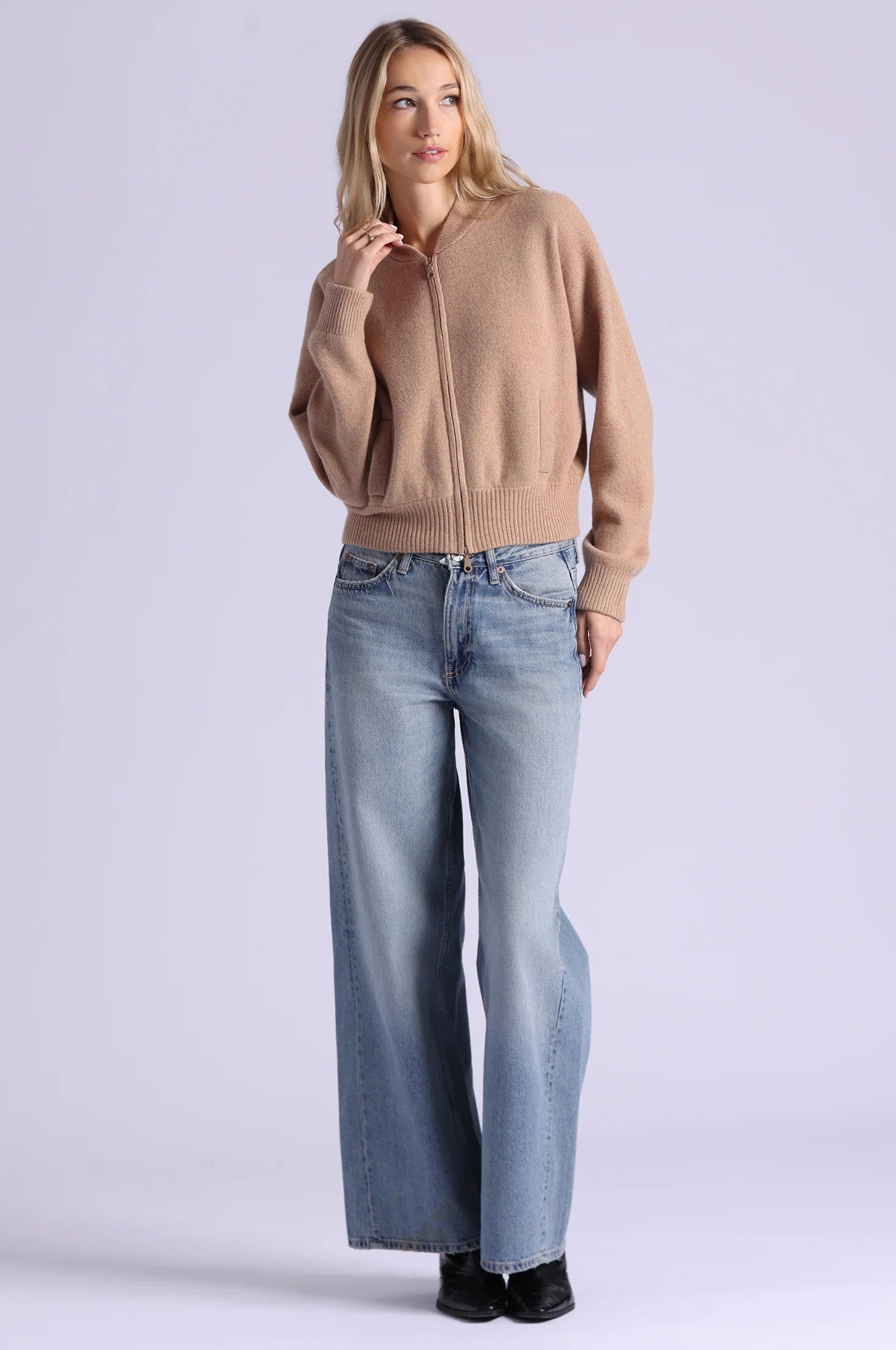 Minnie Rose Cashmere Cropped Bomber | Shop Eleanor - Women's Apparel