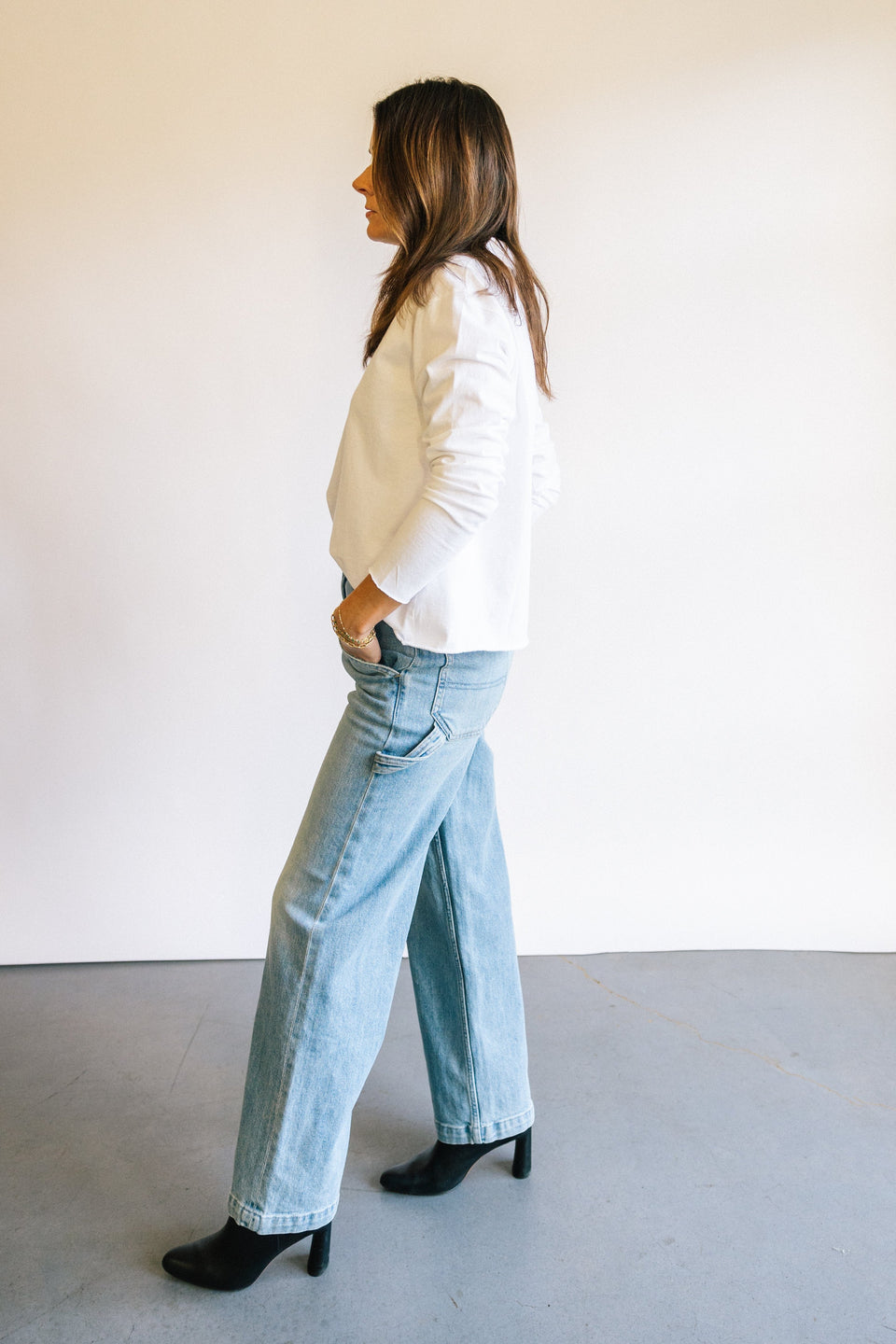 The Mother Denim Stud Finder Flood in Cowboy | Shop Eleanor 