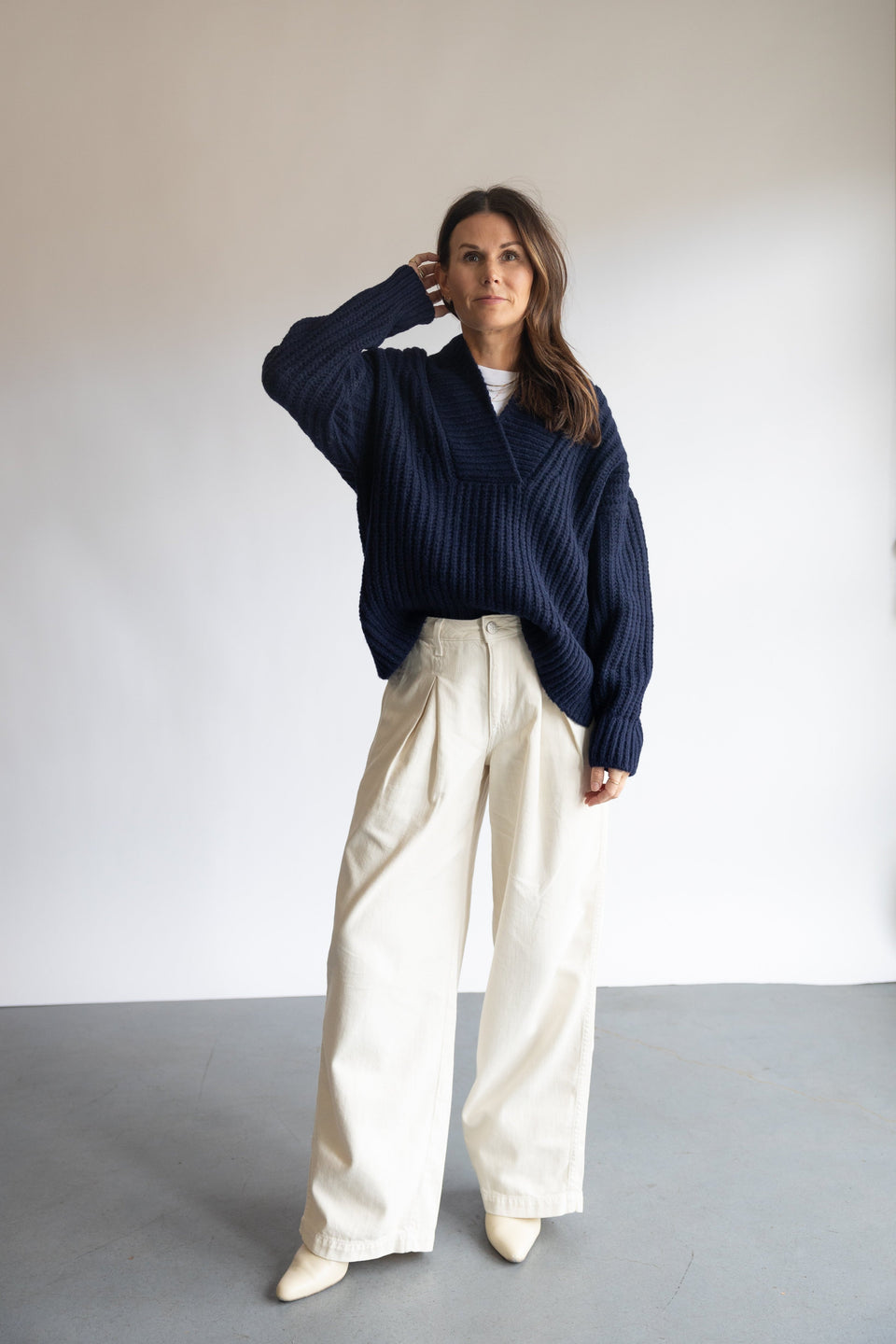 AMO Mary Slouch Trouser in Porcelain | Shop Eleanor 