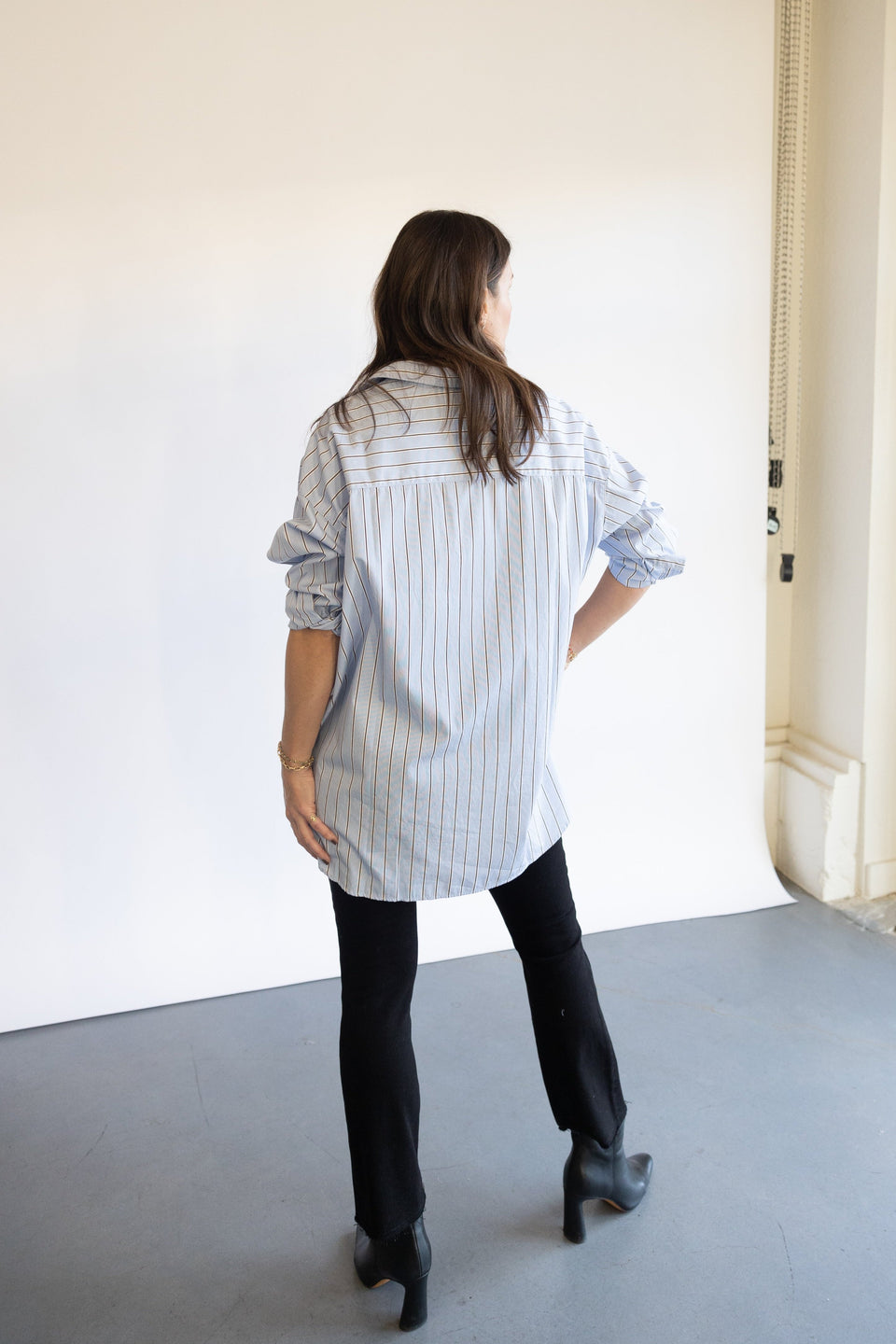 Frank & Eileen Shirley Button Up in Blue/Brown stripe | Shop Eleanor 