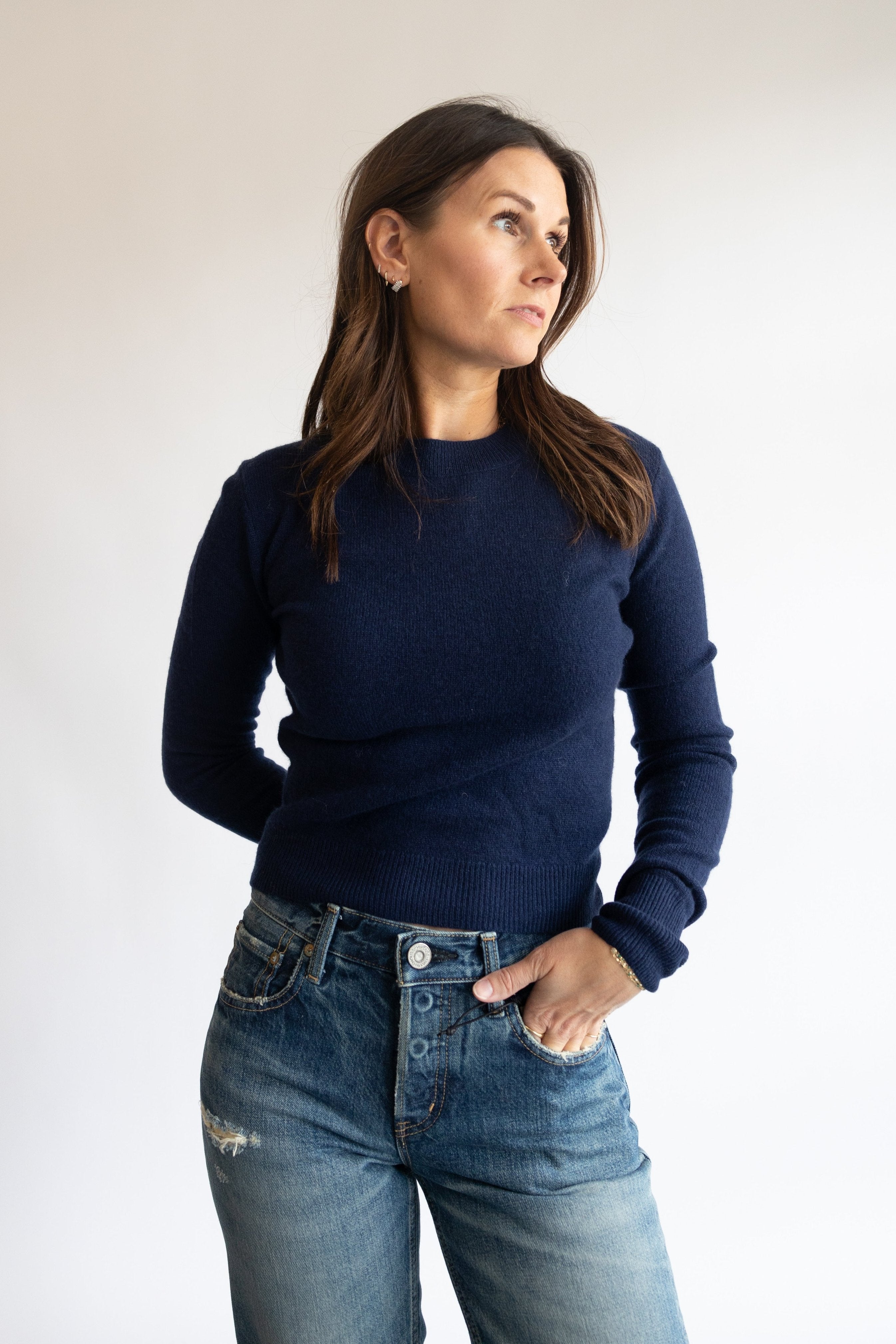 The Éterne Francis Top in Navy | Shop Eleanor