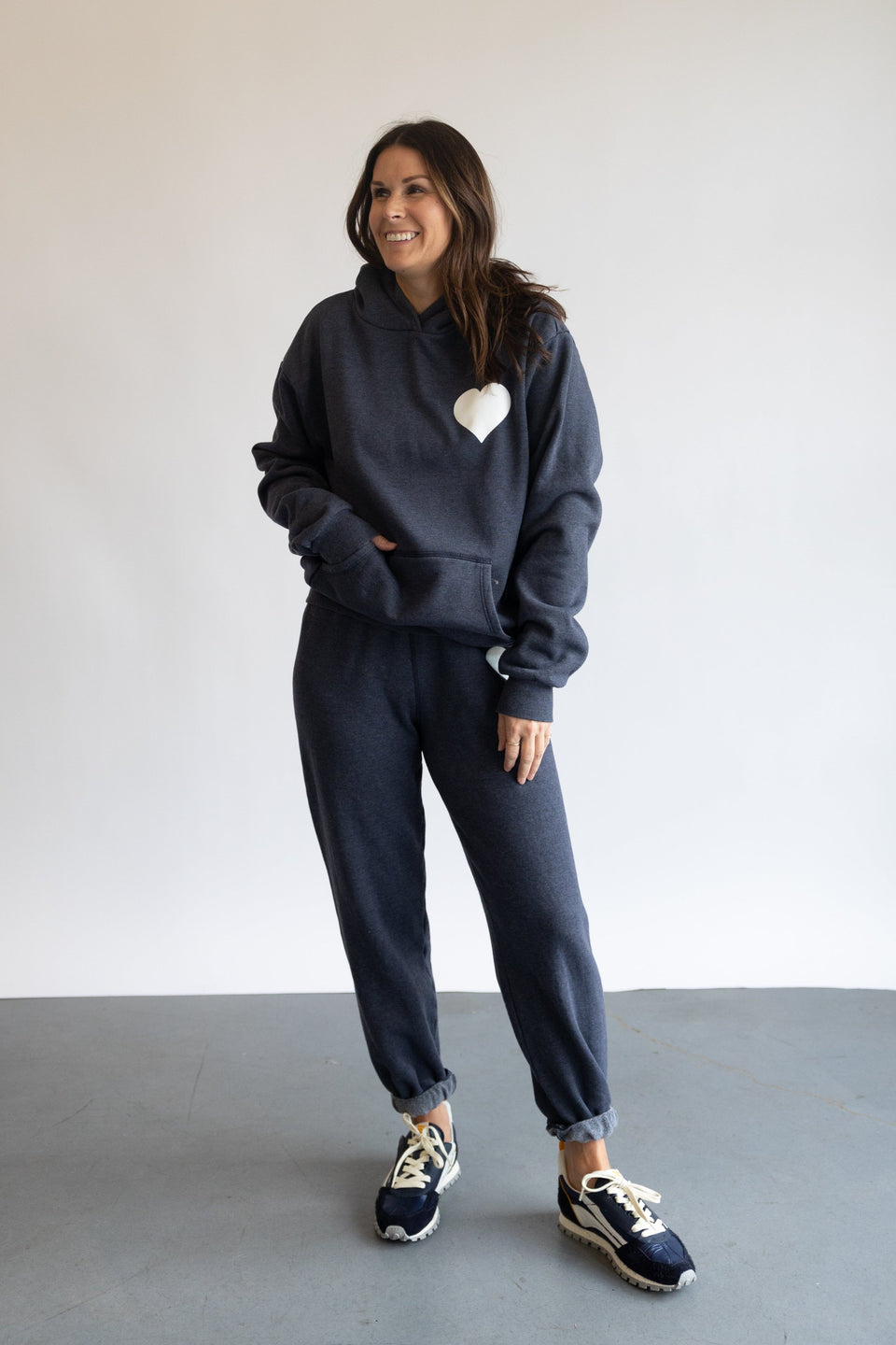 The SPRWMN Heart Hoodie in Navy | Shop Eleanor 