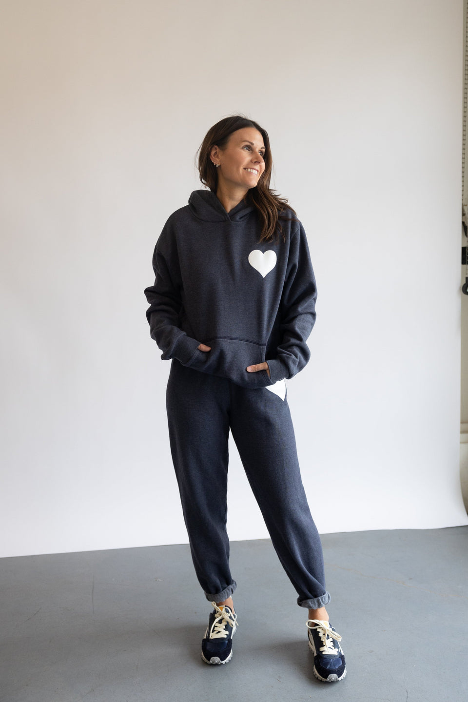 The SPRWMN Heart Sweatpants in Navy | Shop Eleanor 