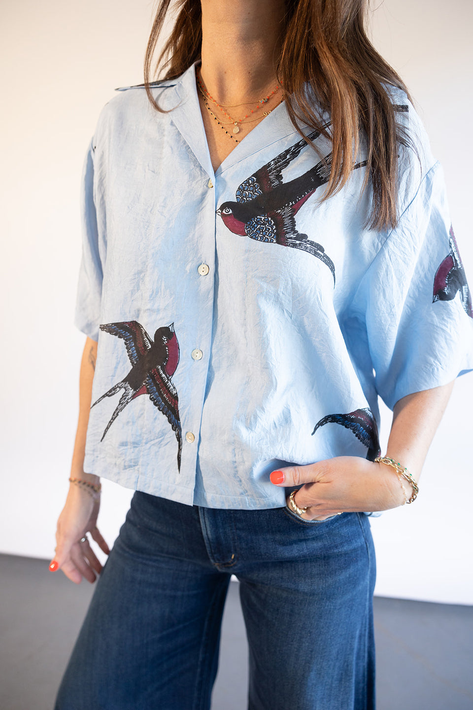 Alíx go Bohemia Stevie Swallow Shirt in Blue Sparrow | Shop Eleanor 