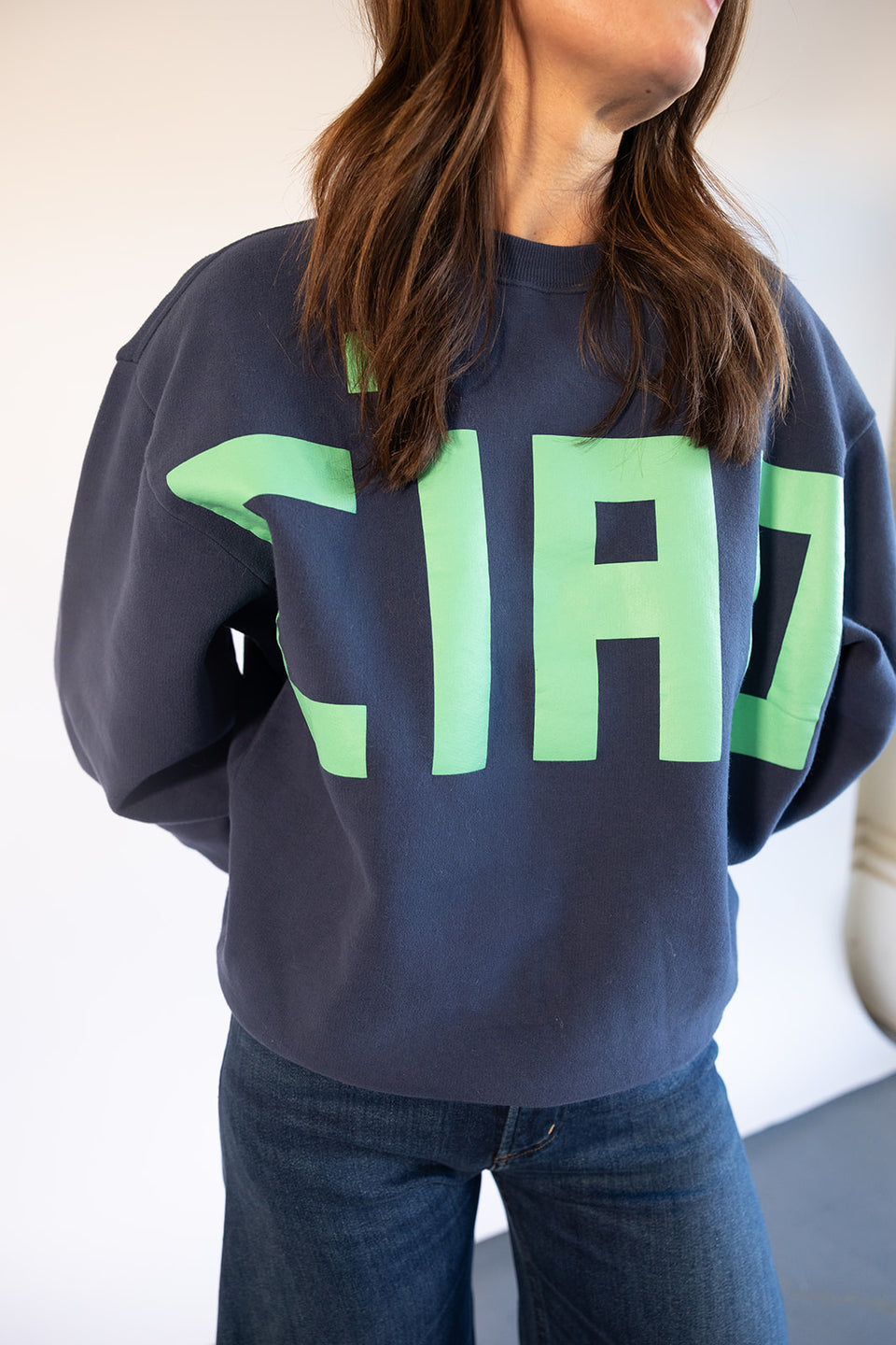 Clare V. Ciao Sweatshirt in Navy/Mint | Shop Eleanor