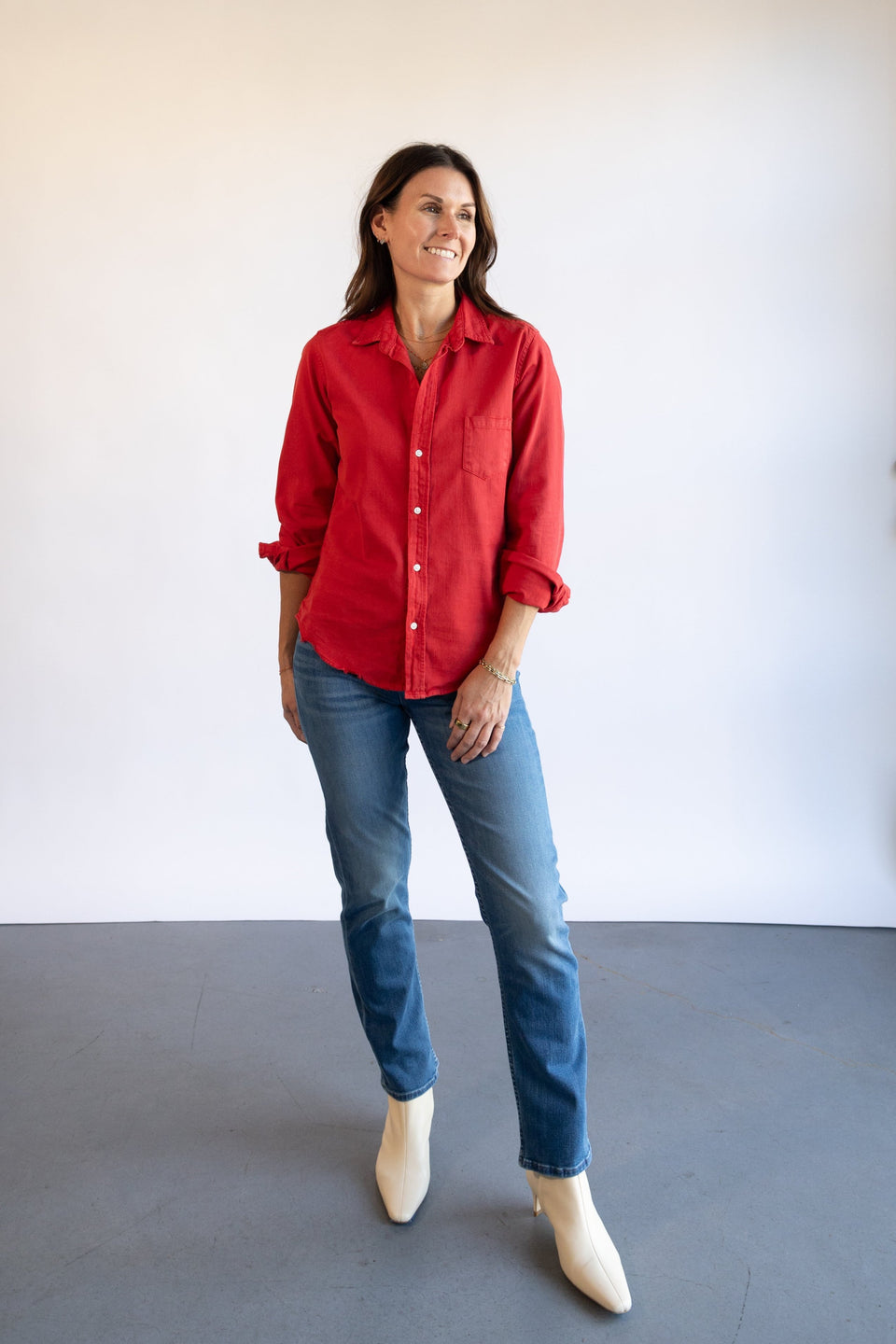 Frank & Eileen Barry Button Up in Crimson | Shop Eleanor