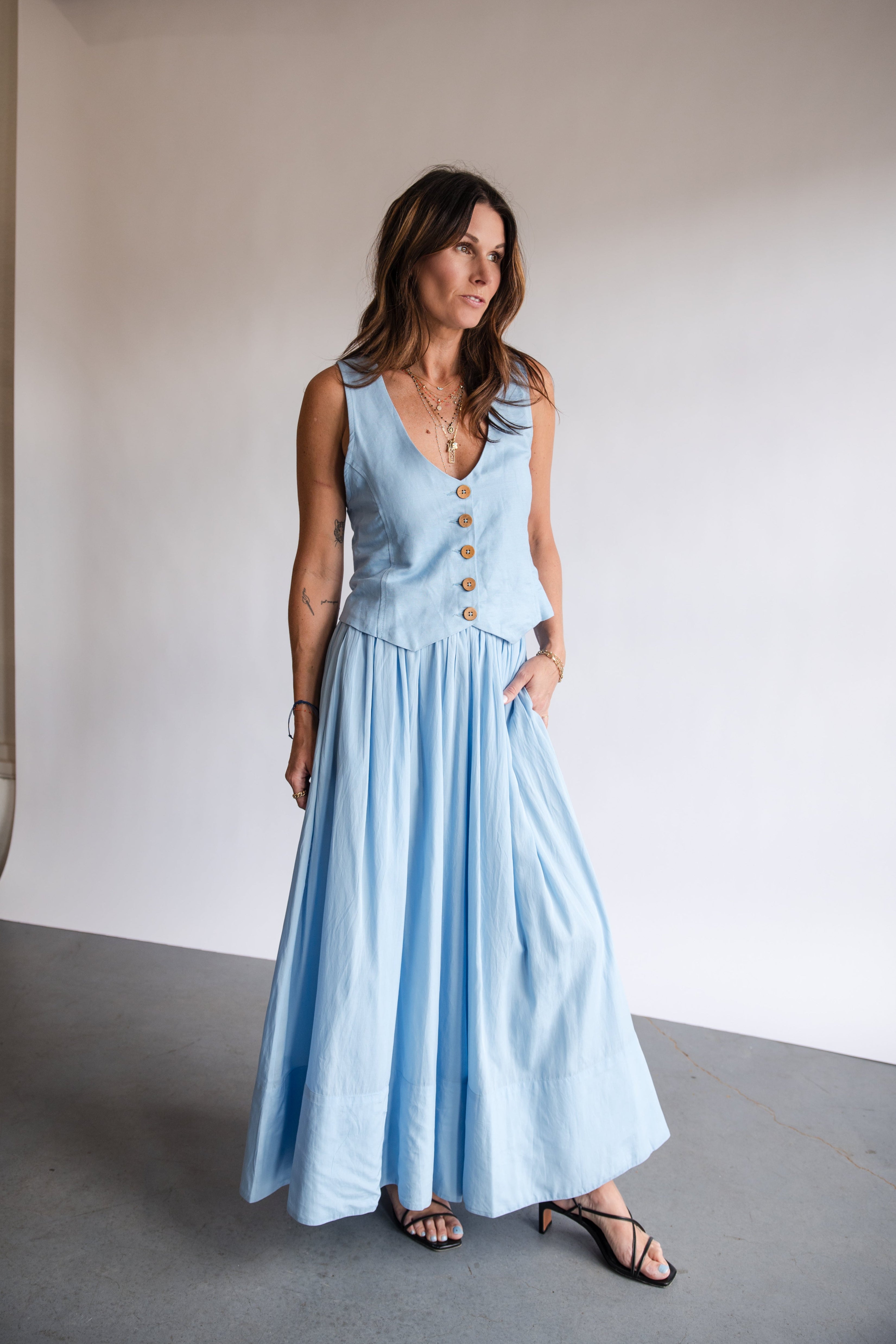 Elan Light Blue Tailored Vest | Shop Eleanor