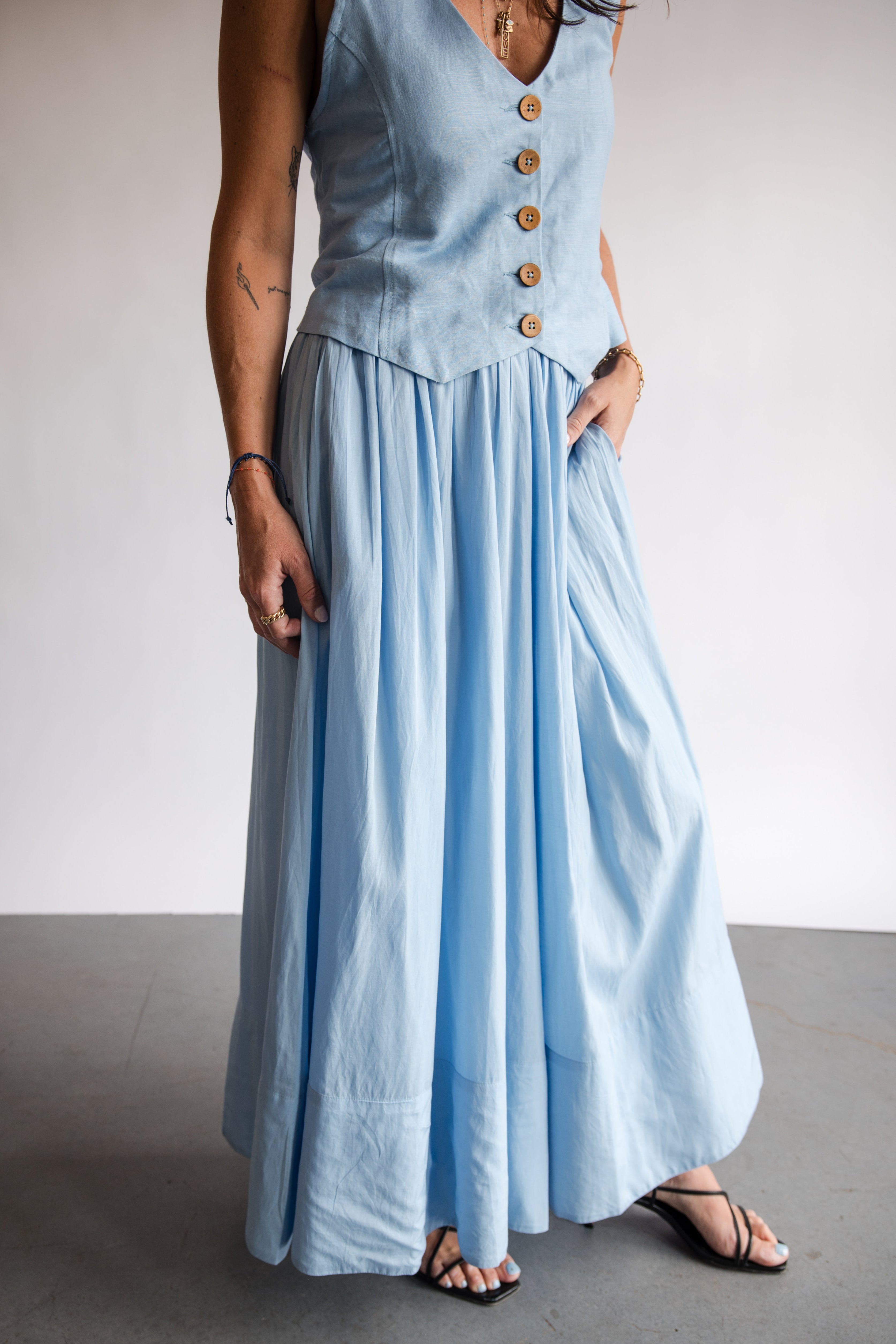 Elan Light Blue Maxi Skirt | Shop Eleanor