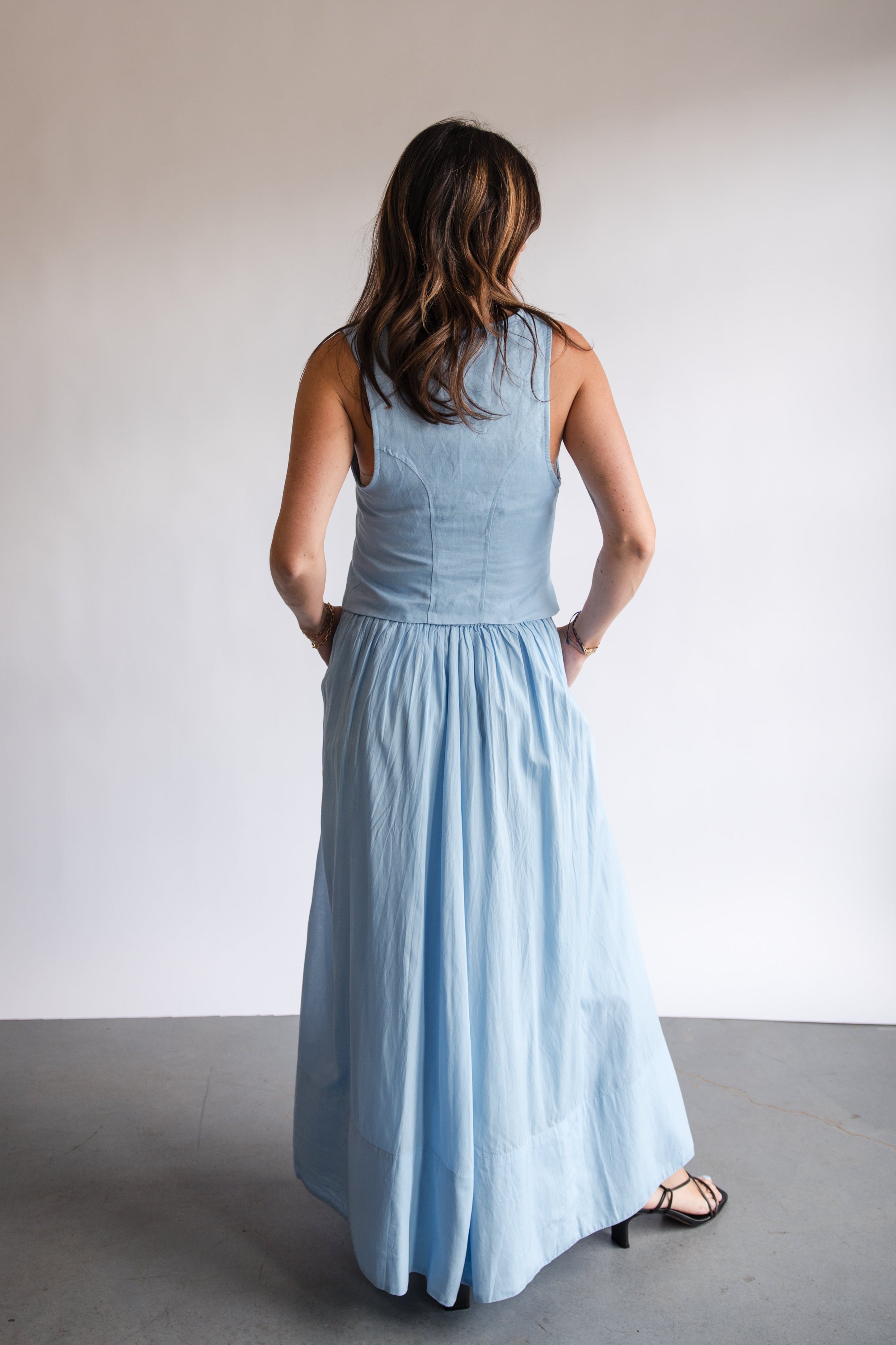 Elan Fitted Light Blue Tailored Vest | Shop Eleanor