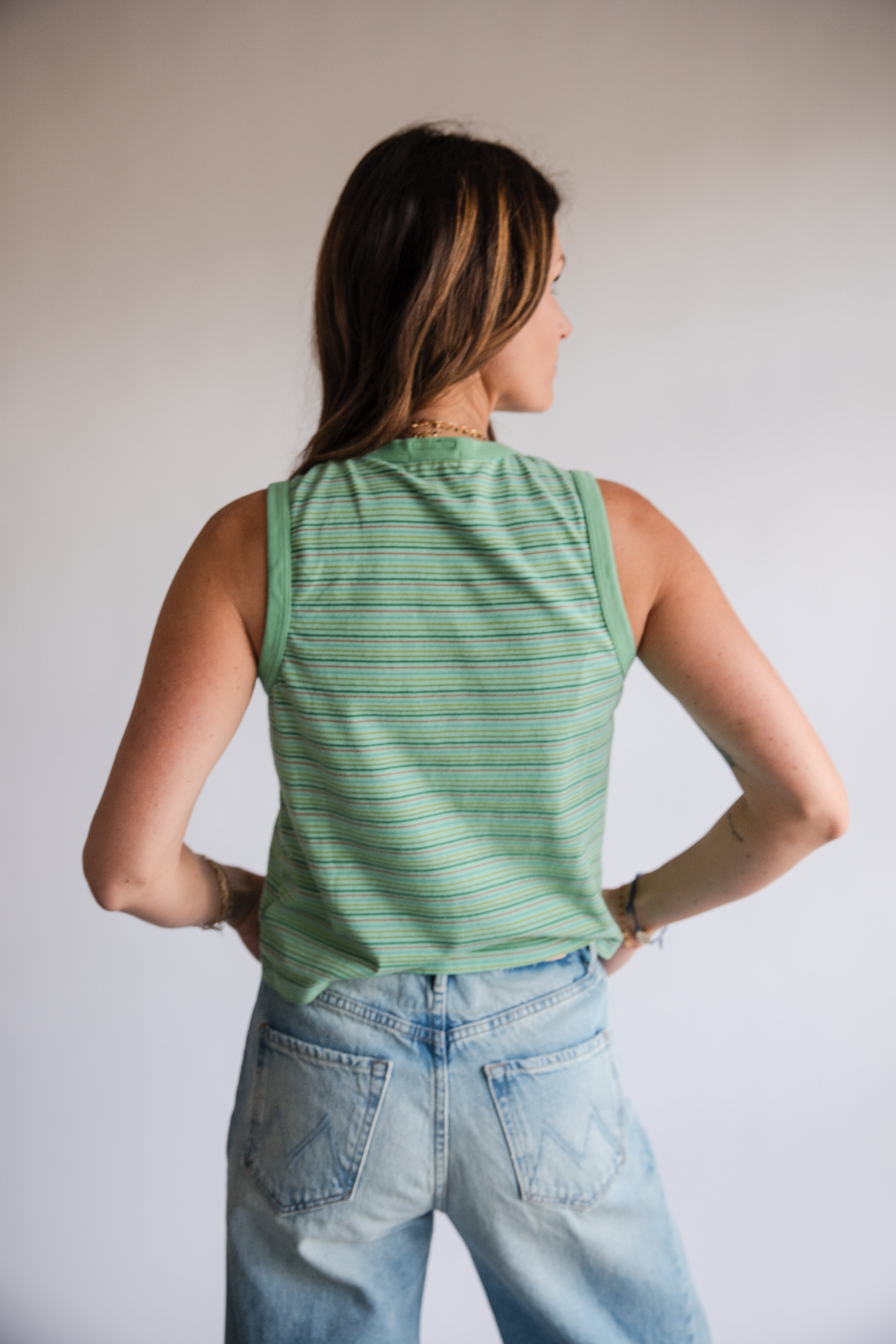 Mother Denim Sleeveless Tank Tee in Summer Green | Shop Eleanor