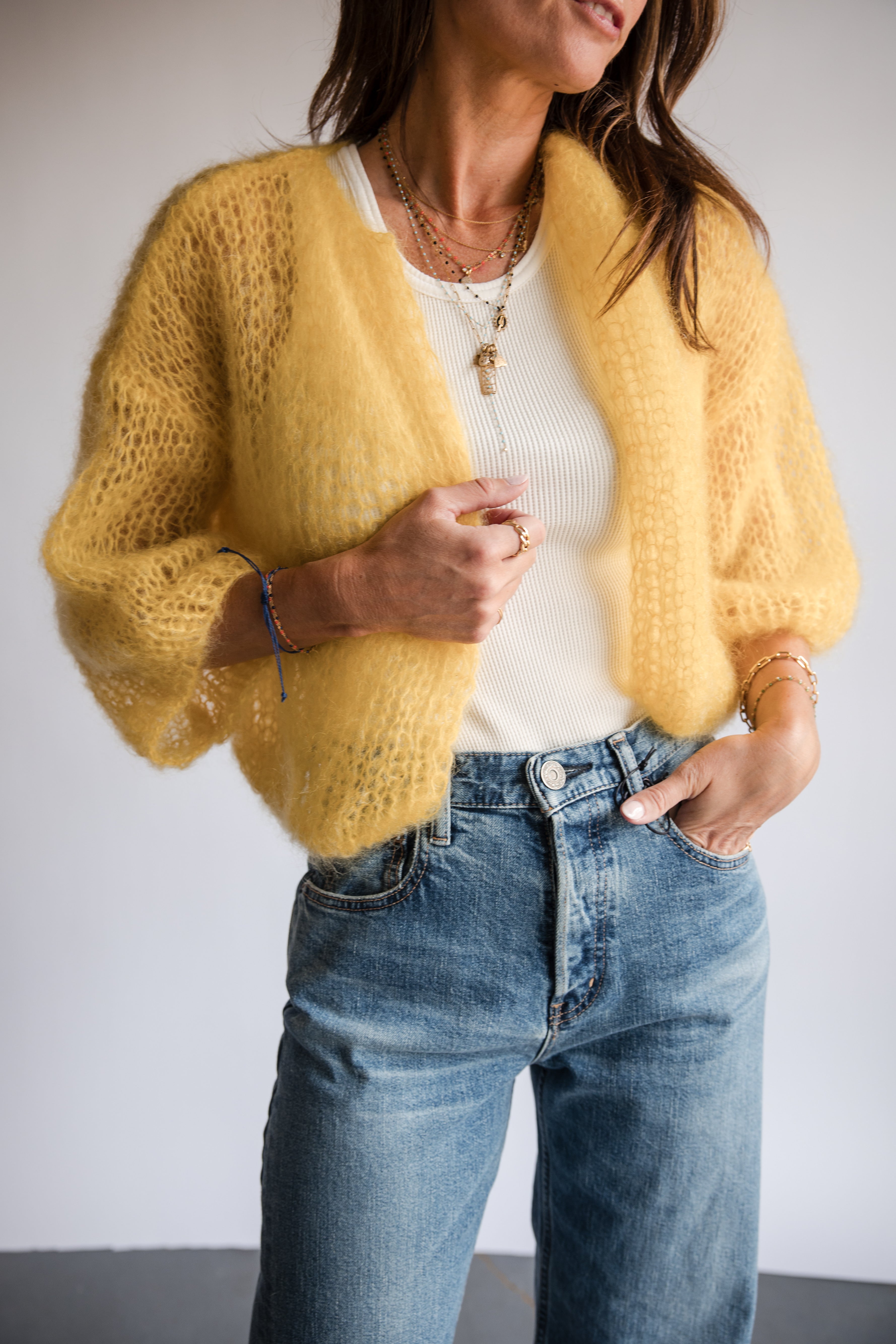 Maiami Mohair Light Short Sleeve Cardi | Shop Eleanor