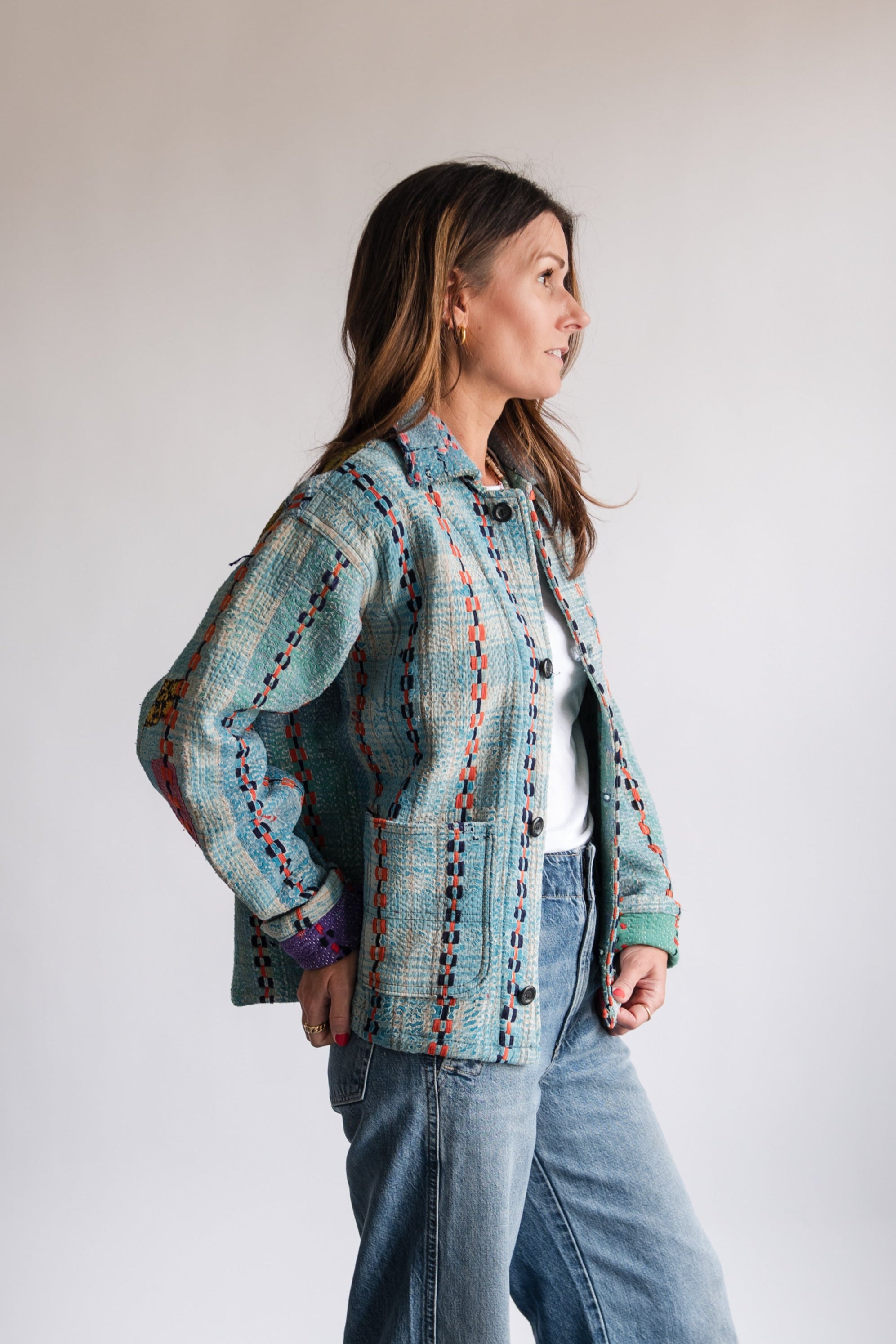 Sunset Makers Vintage 100% Cotton Military Shirt in Blue | Shop Eleanor