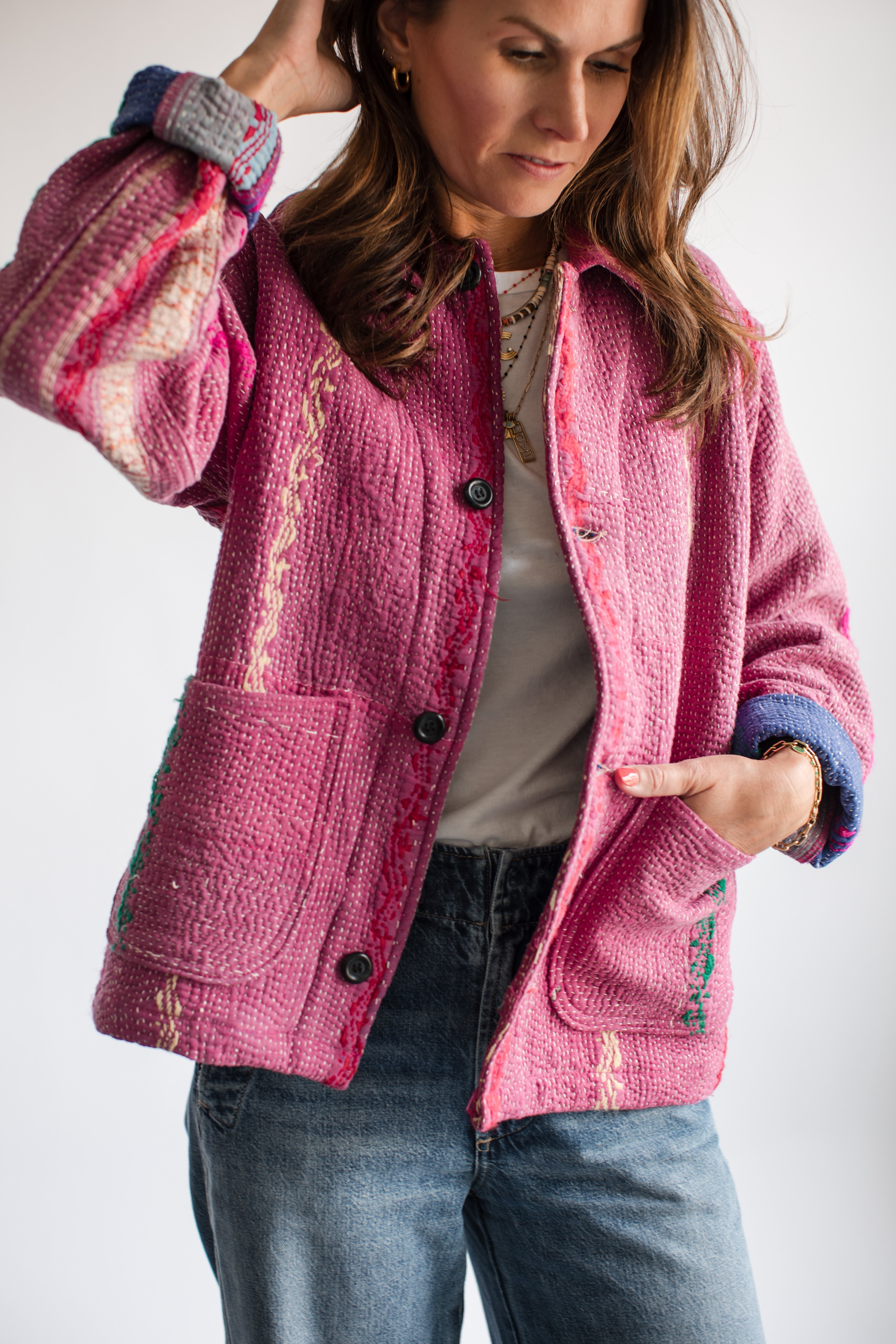 Sunset Makers Vintage Textile Military Shirt in Pink | Shop Eleanor