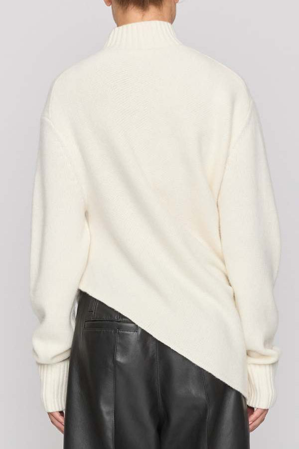 A.L.C. Naomi Mock Neck Asymmetrical Sweater in Ivory | Shop Eleanor - Women's Luxury Apparel