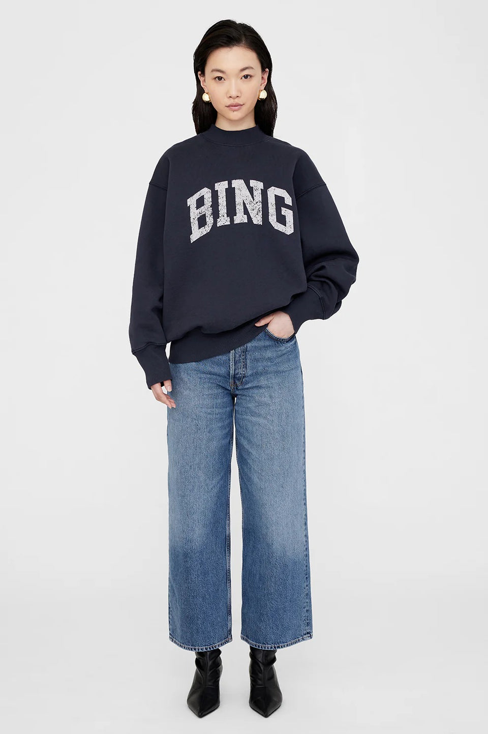 The Anine Bing Bradie Sweatshirt in Navy | Shop Eleanor