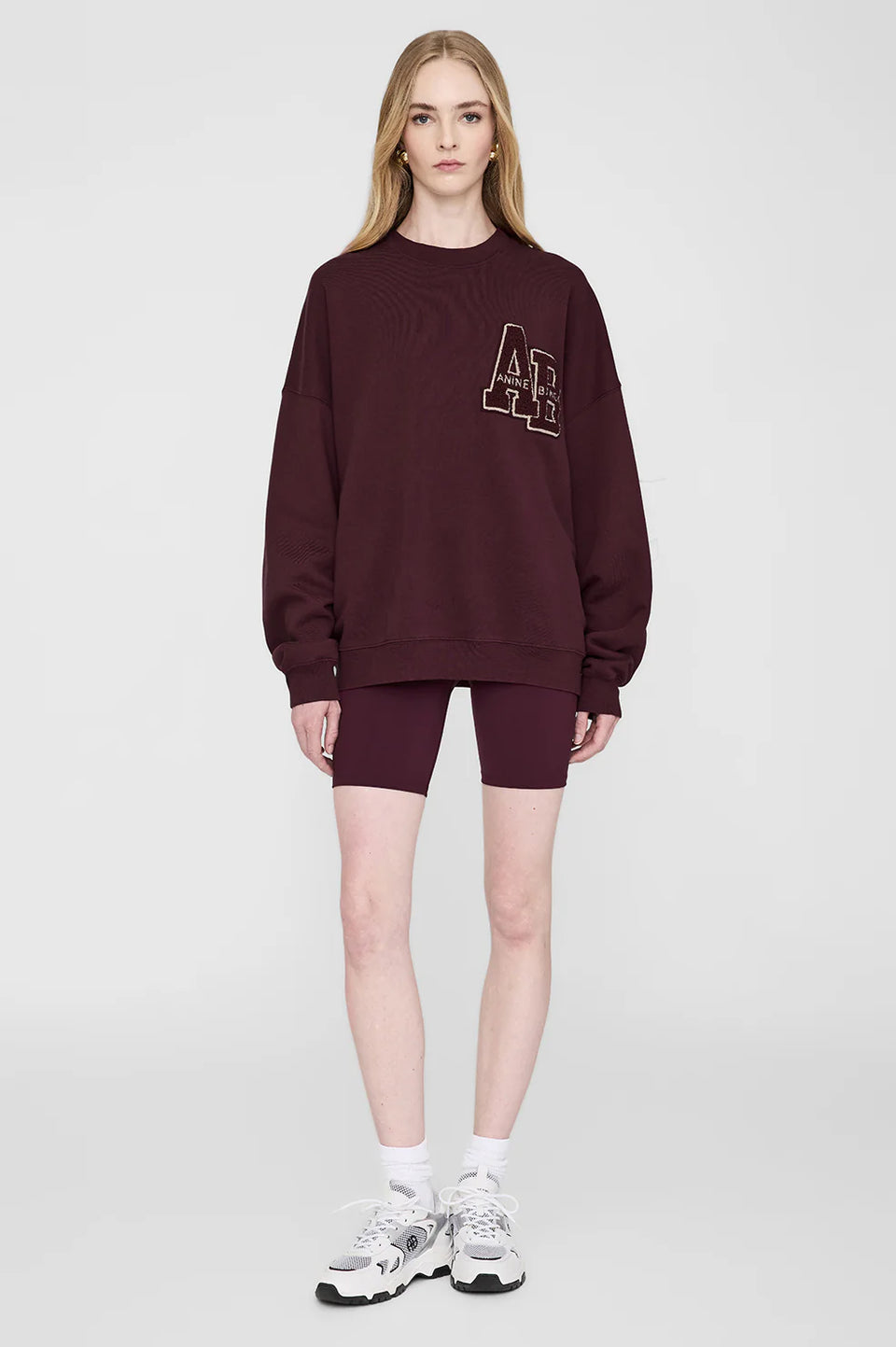 Anine Bing Miles Oversized Sweatshirt in Burgundy | Shop Eleanor