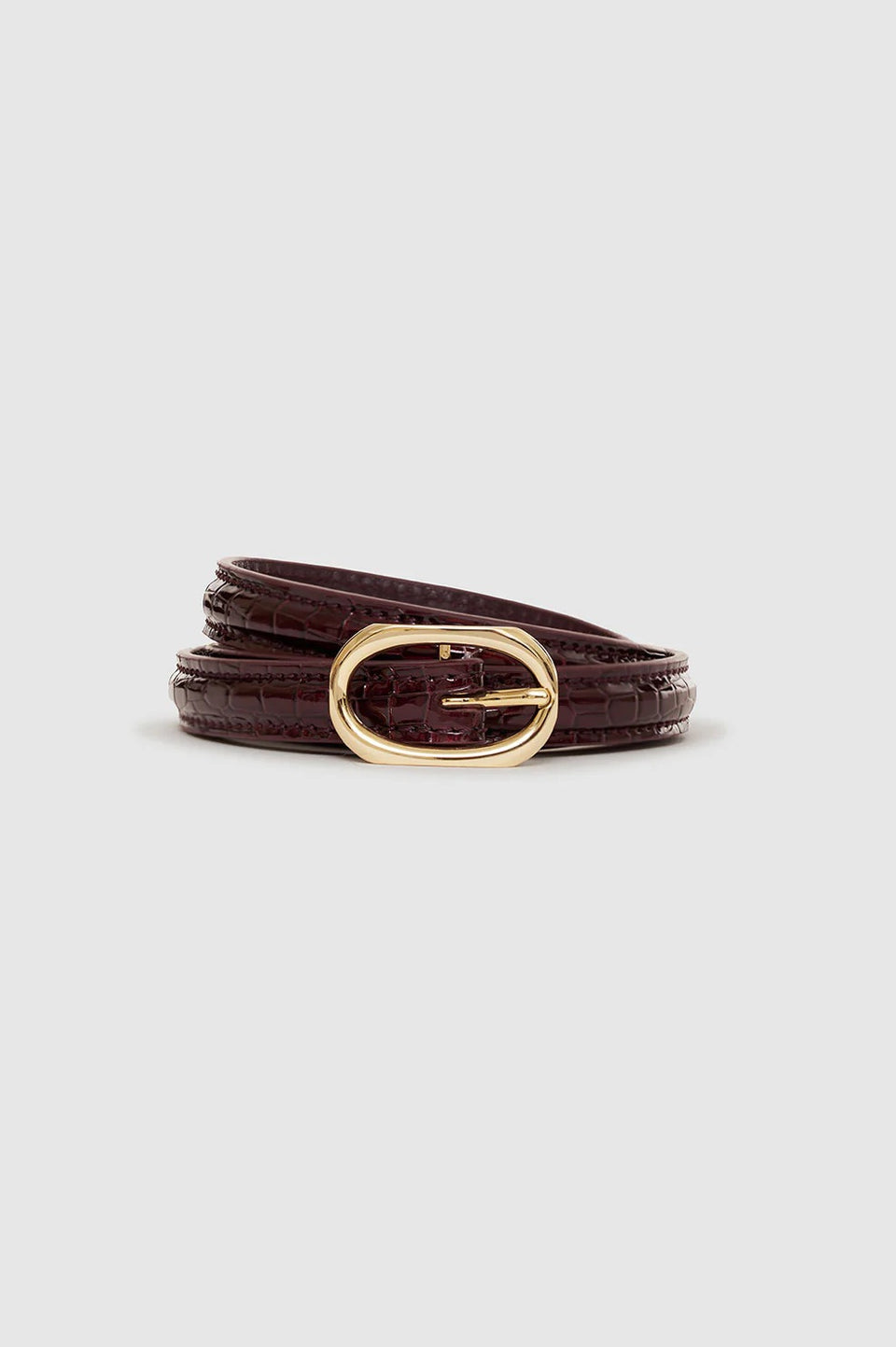 The Anine Bing Mini Mara Belt in Burgundy | Shop Eleanor