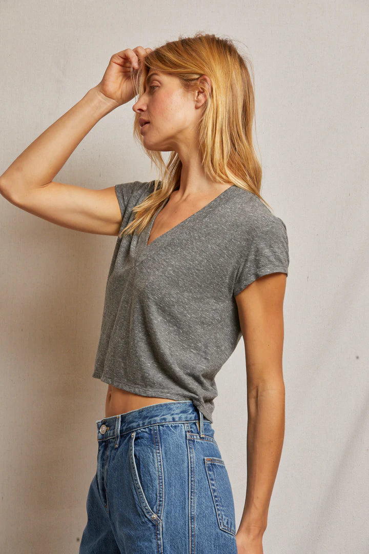 perfect white tee Alanis V-Neck Tee in Grey | Shop Eleanor - Women's Designer