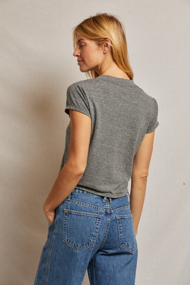 perfect white tee Alanis V-Neck Cropped Tee in Grey | Shop Eleanor - Women's Designer