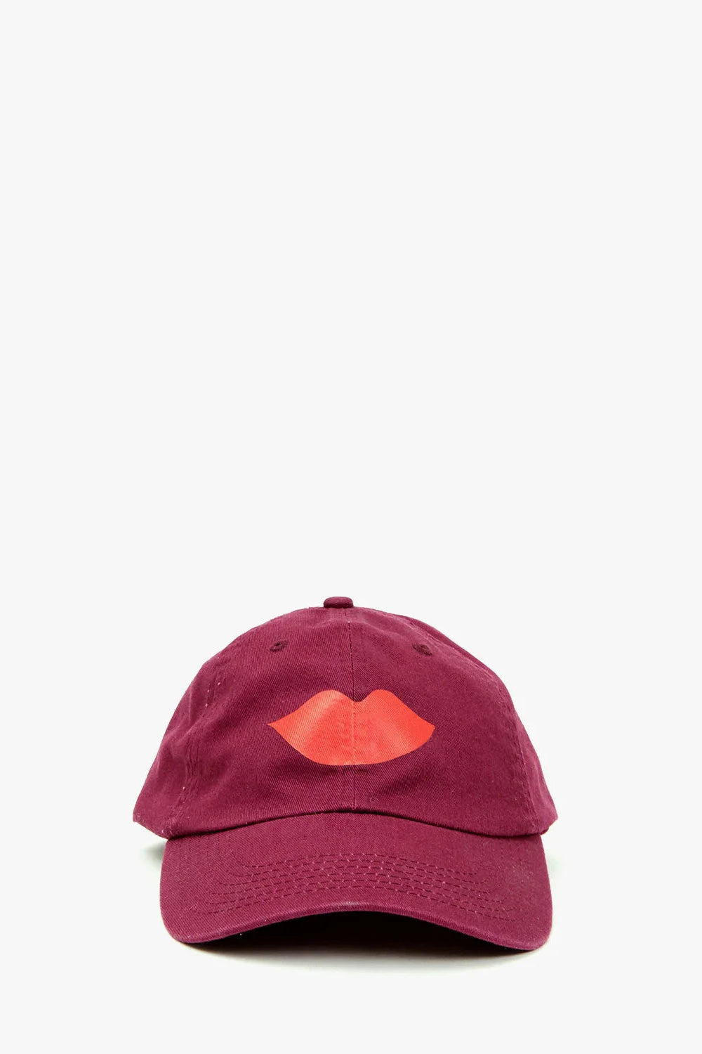  Clare V, Lips Baseball Hat in Oxblood | Shor Eleanor