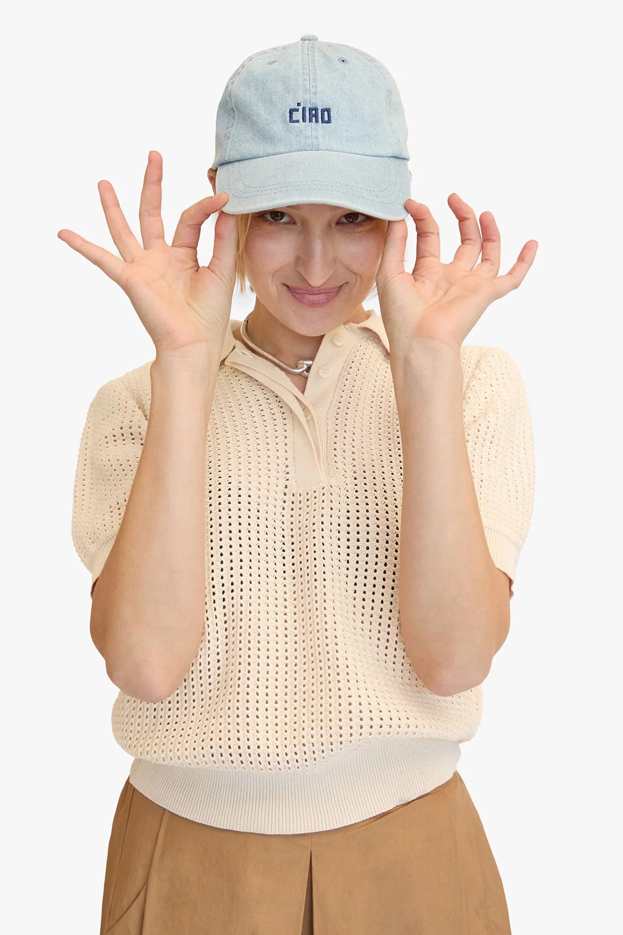 Clare V. Ciao Baseball Light wash Denim Hat | Shop Eleanor