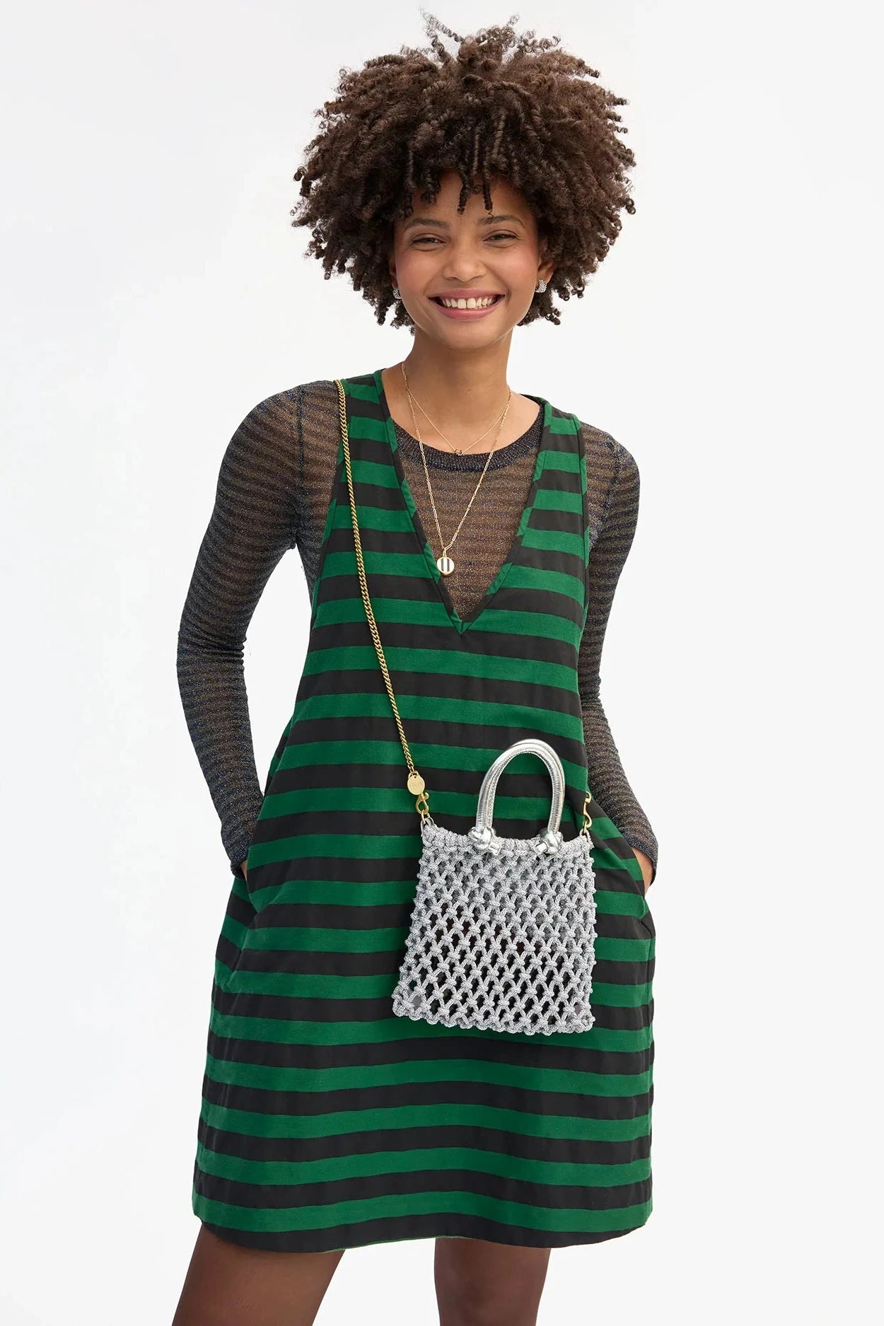 Clare V. Bianca Knotted Rope Bag in Silver | Shop Eleanor 