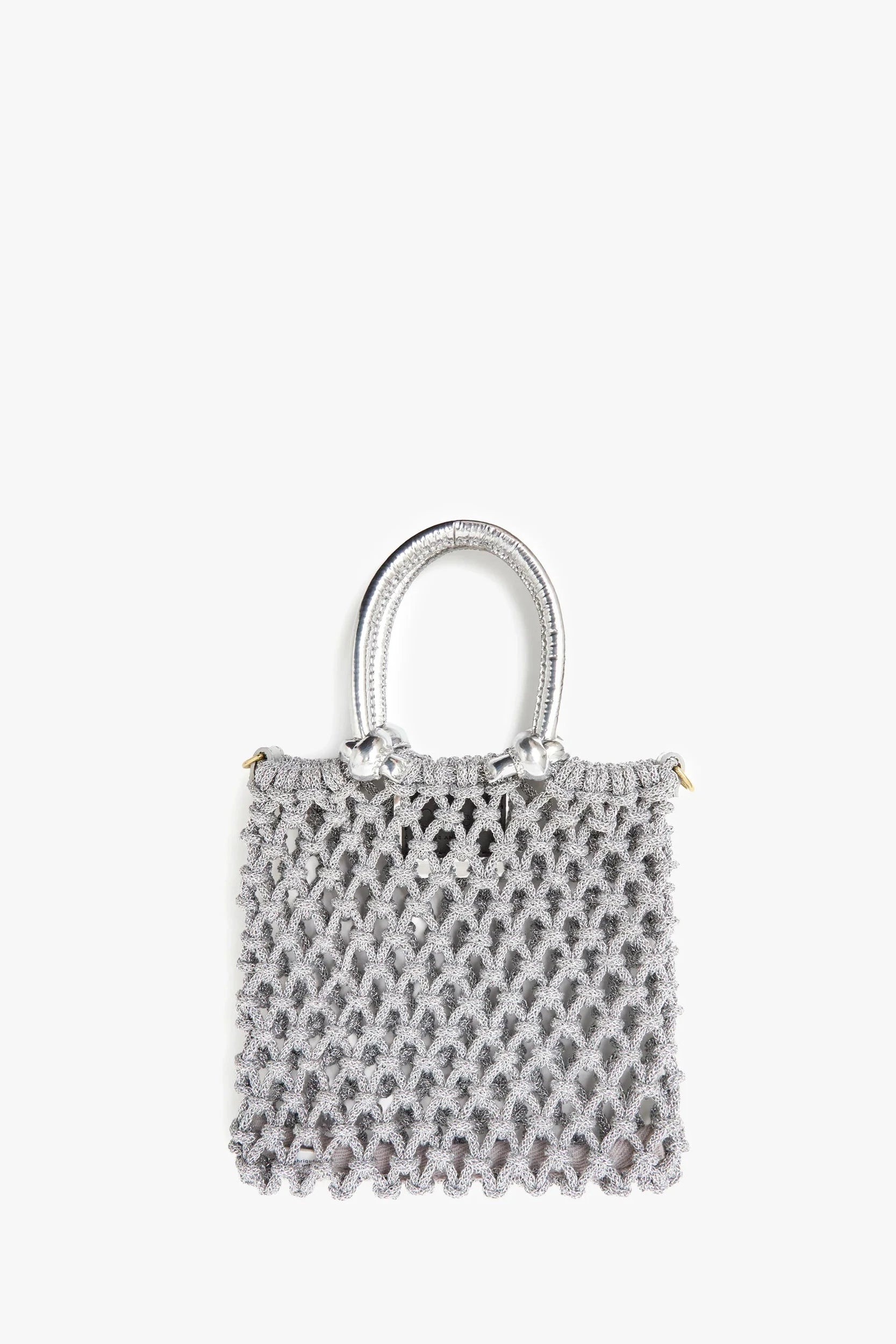 Clare V. Bianca Knotted Cotton Rope Bag in Silver | Shop Eleanor - Women's Handbags