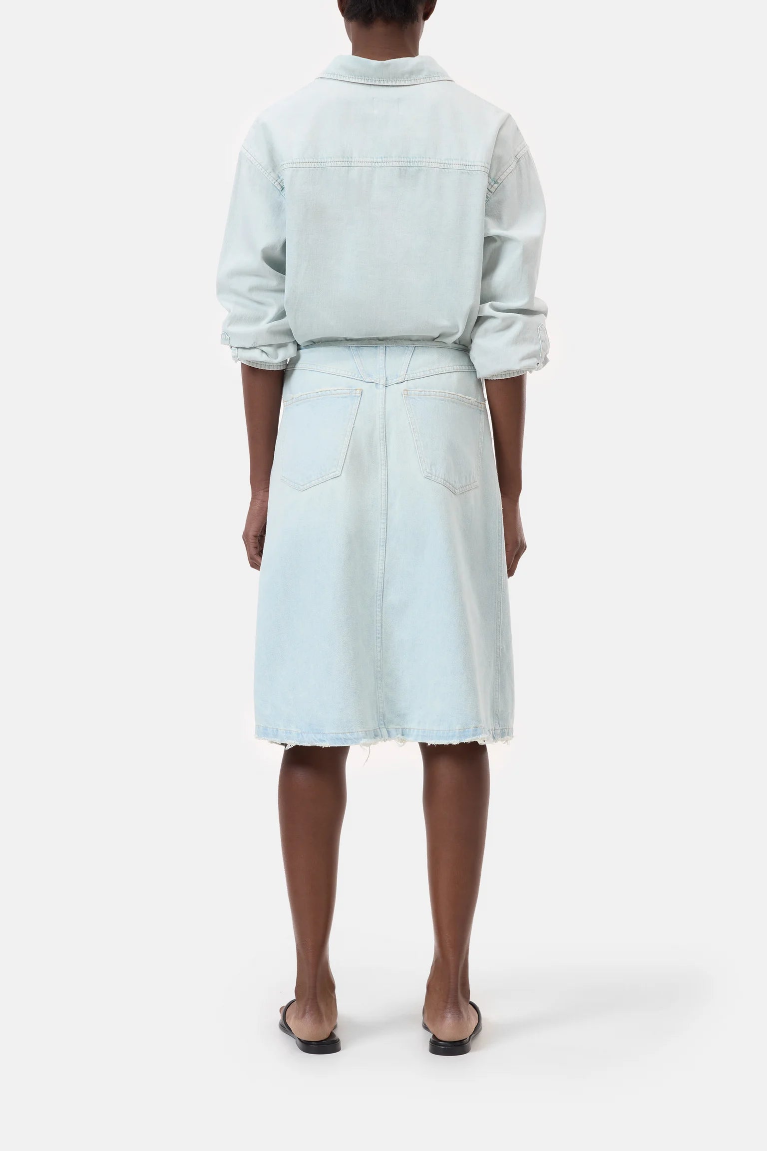 CLOSED Denim Midi Wrap Skirt in Extreme Light  | Shop Eleanor