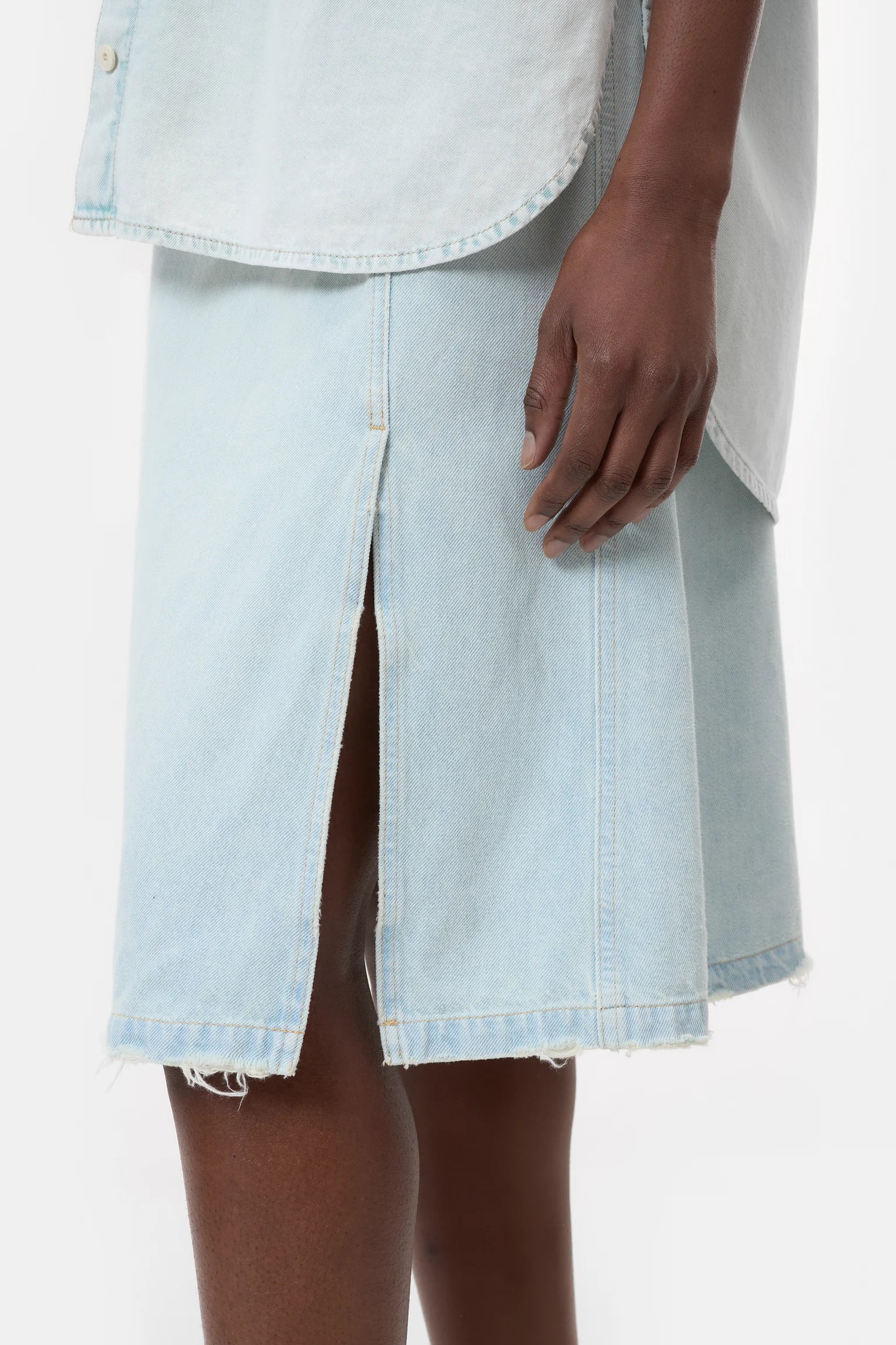 CLOSED Lightwash Denim Midi Wrap Skirt | Shop Eleanor