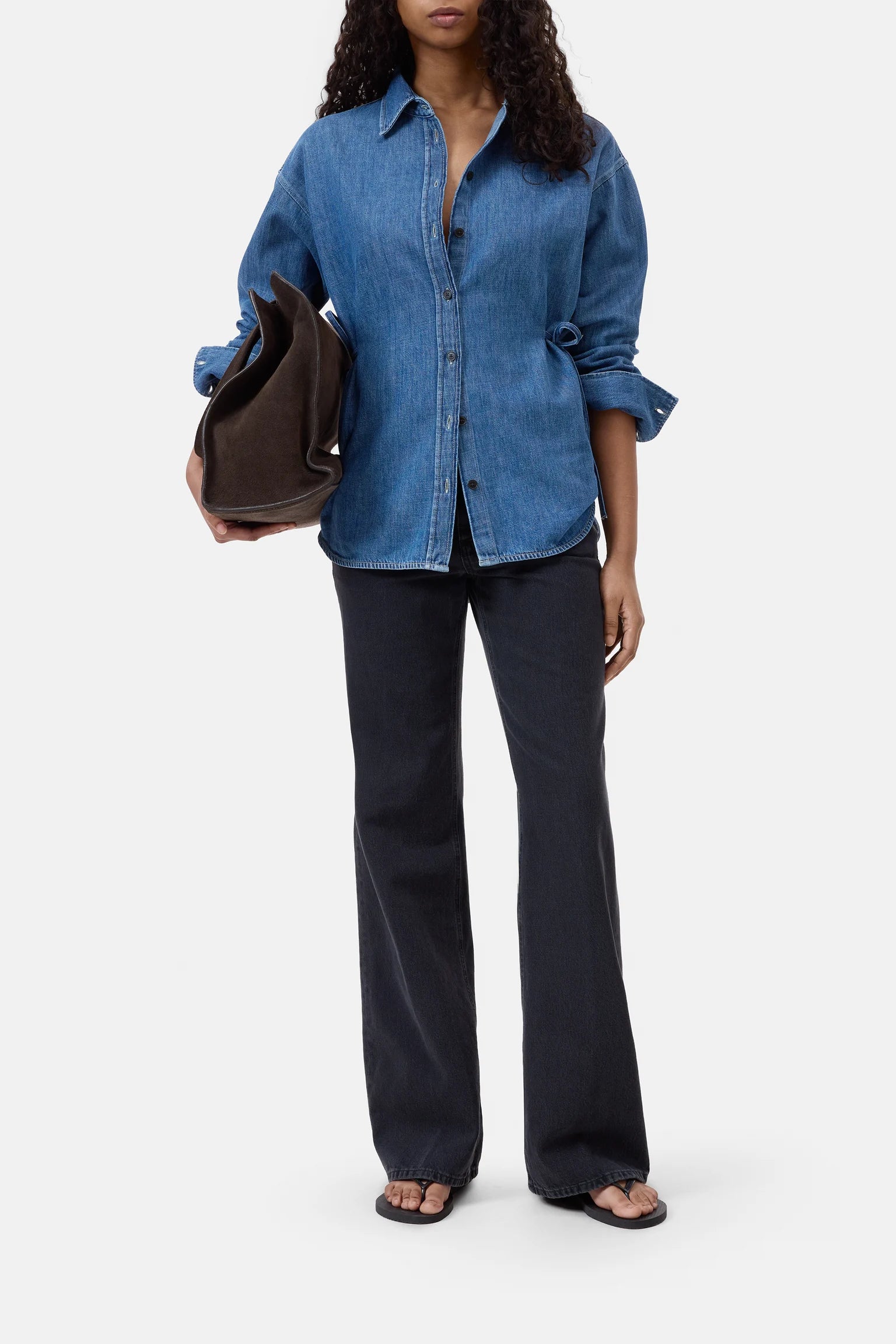 CLOSED Waisted Tie Strap Denim Blouse | Shop Eleanor