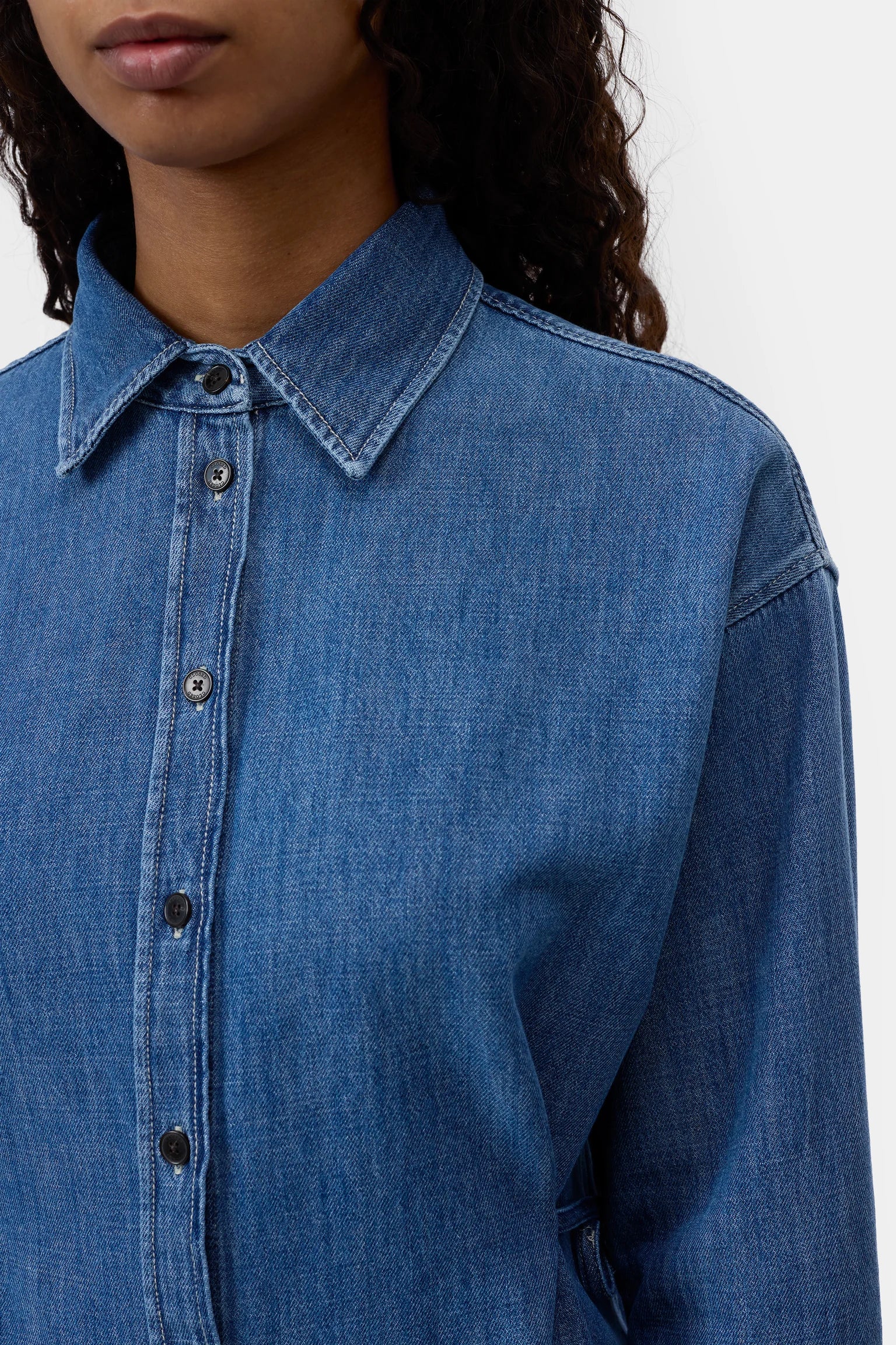 CLOSED Waisted Tie Strap Denim Blouse | Shop Eleanor