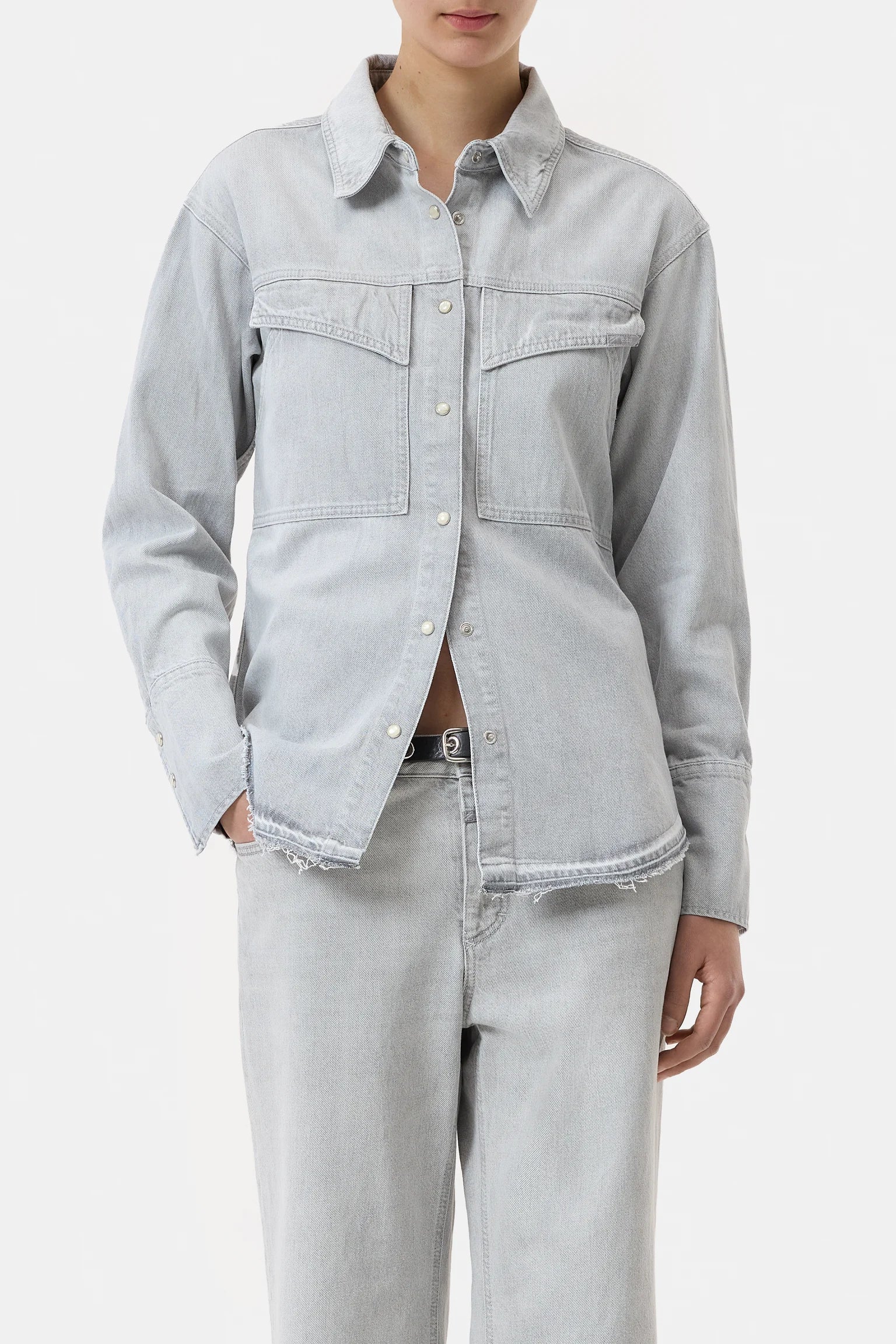 CLOSED Fitted Utility Shirt in Grey | Shop Eleanor