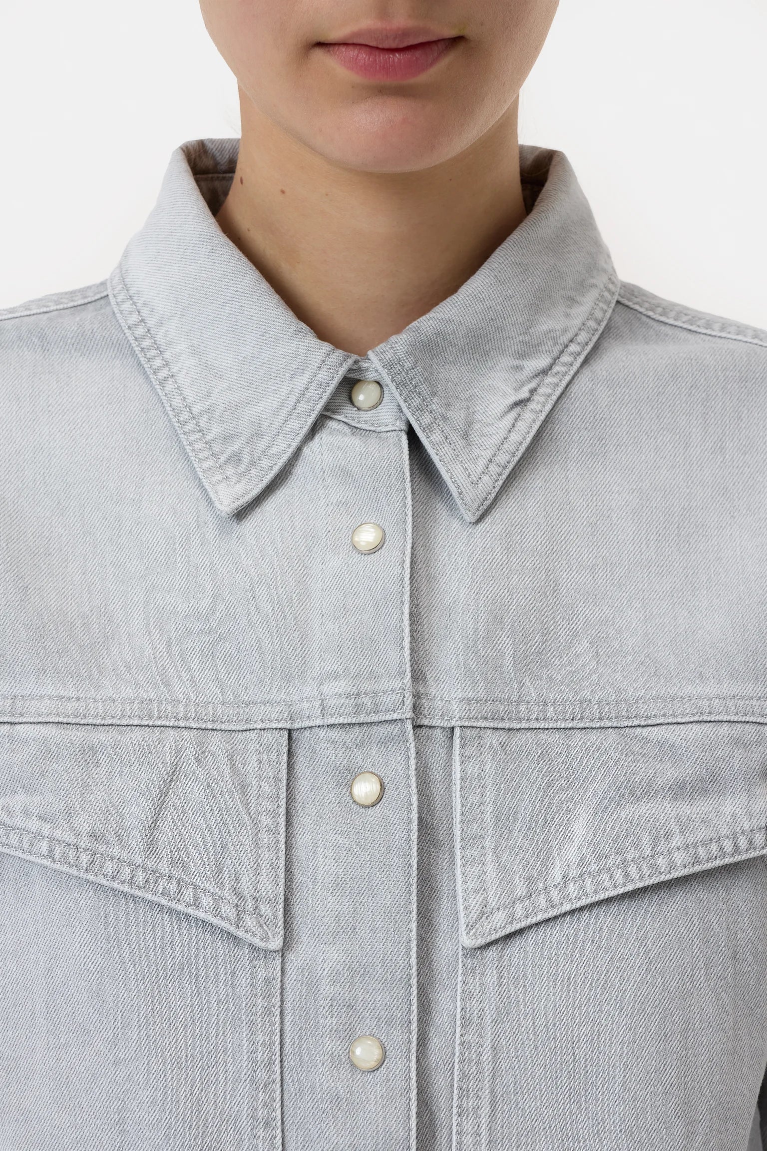 CLOSED Fitted Utility Shirt with Large Pockets in Grey | Shop Eleanor