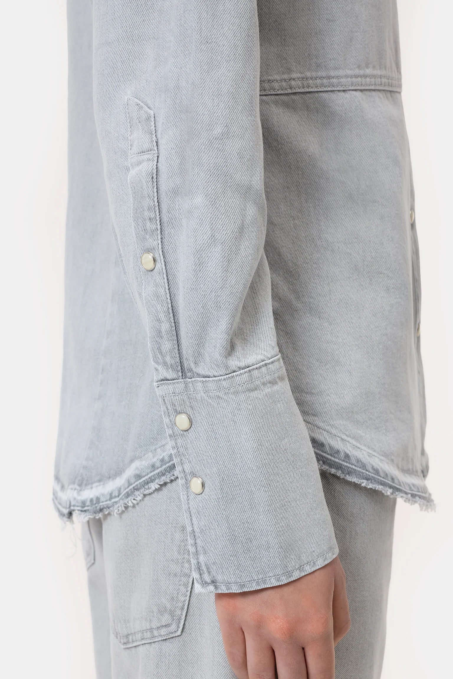 CLOSED Fitted Waist Utility Shirt in Grey | Shop Eleanor