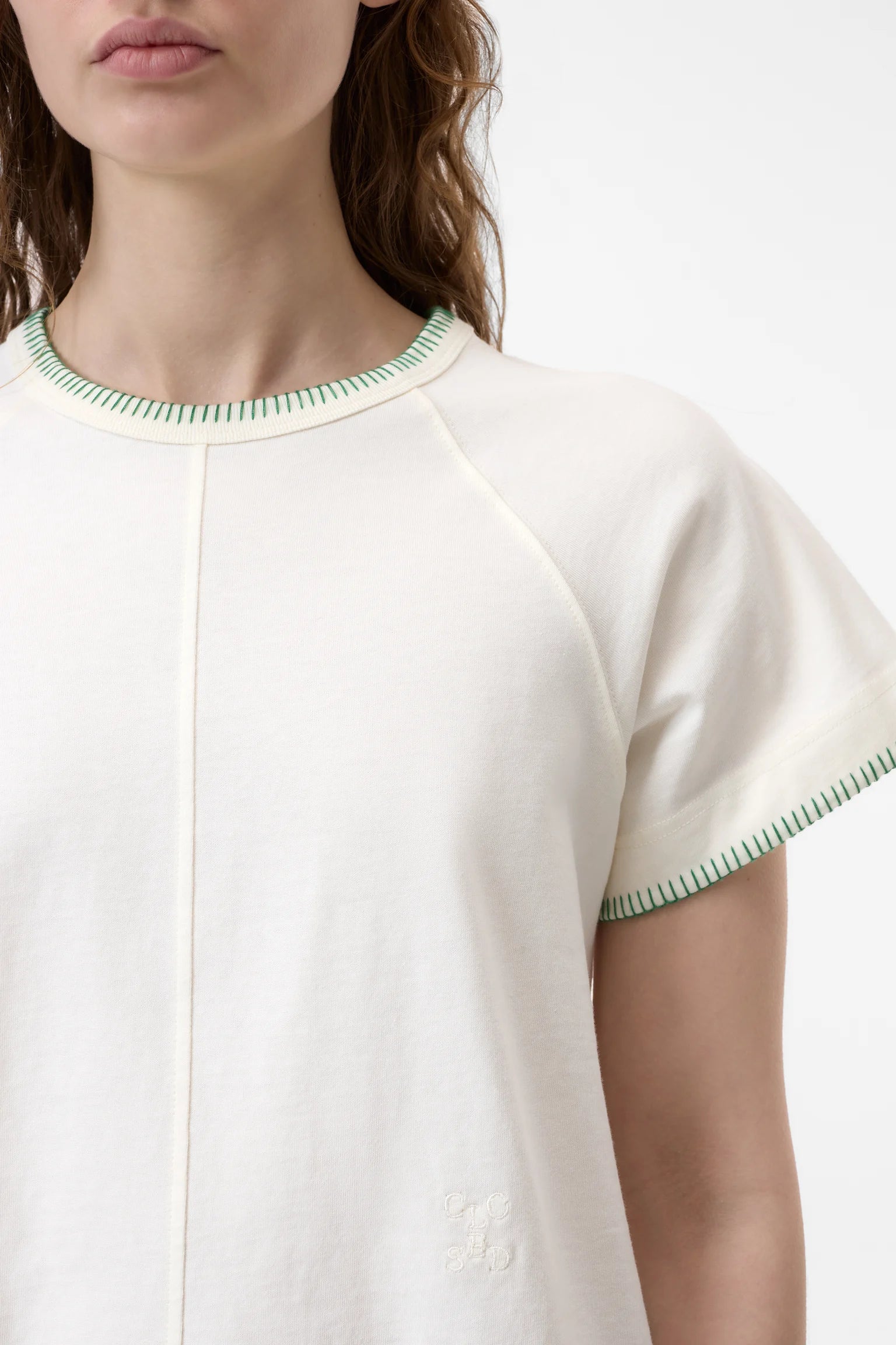 CLOSED Raglan Tee with Contrast Stitching in Ivory | Shop Eleanor