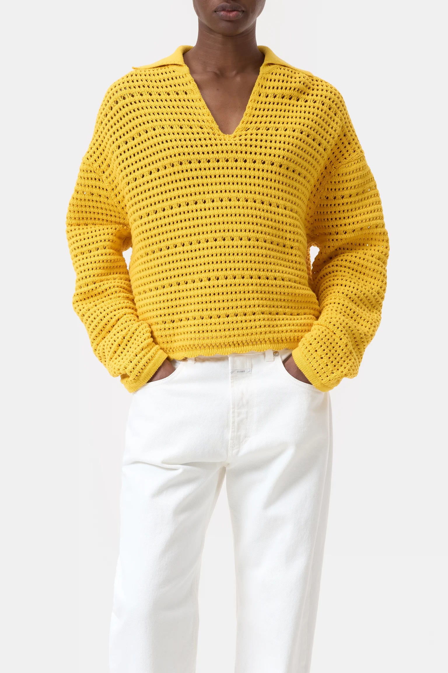 CLOSED Organic Cotton Polo Shirt in Mango | Shop Eleanor 