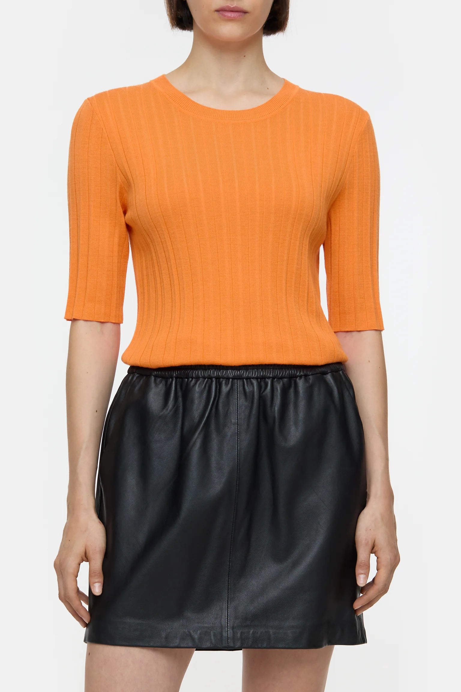 CLOSED Crew Neck Half Sleeve Top in Orange | Shop Eleanor