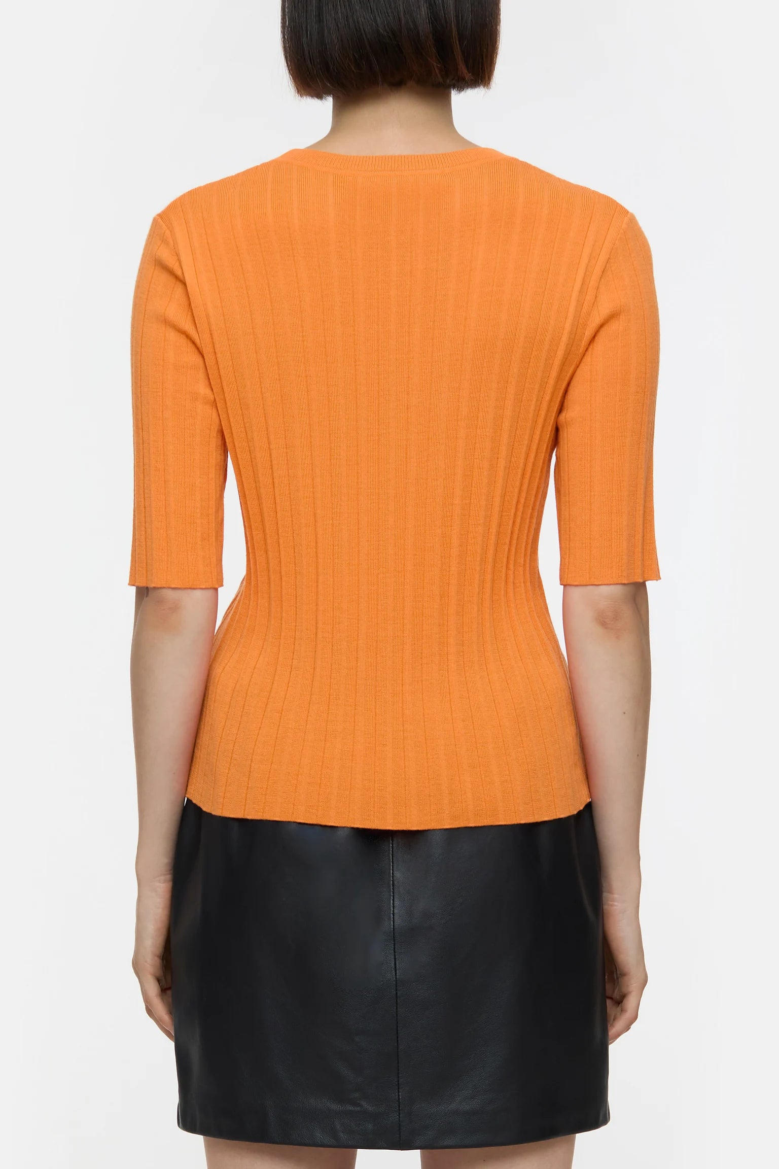 CLOSED Crew Neck Half Sleeve Fitted Top in Orange | Shop Eleanor