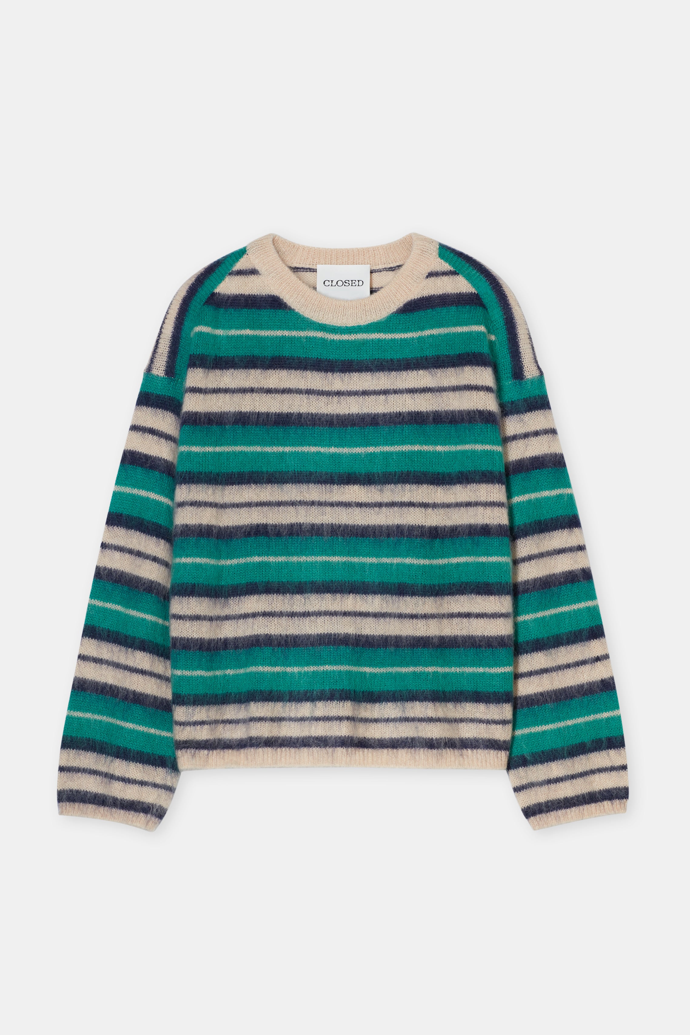 CLOSED Crew Sweater in Green/Blue Stripe | Shop Eleanor