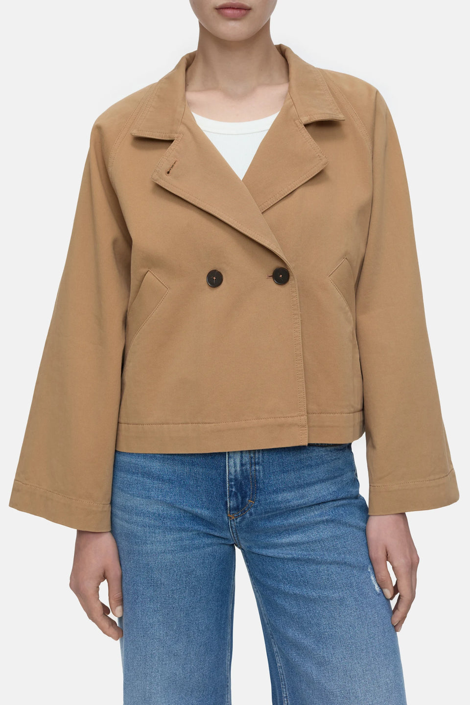 Cropped Trench Jacket - Biscotti