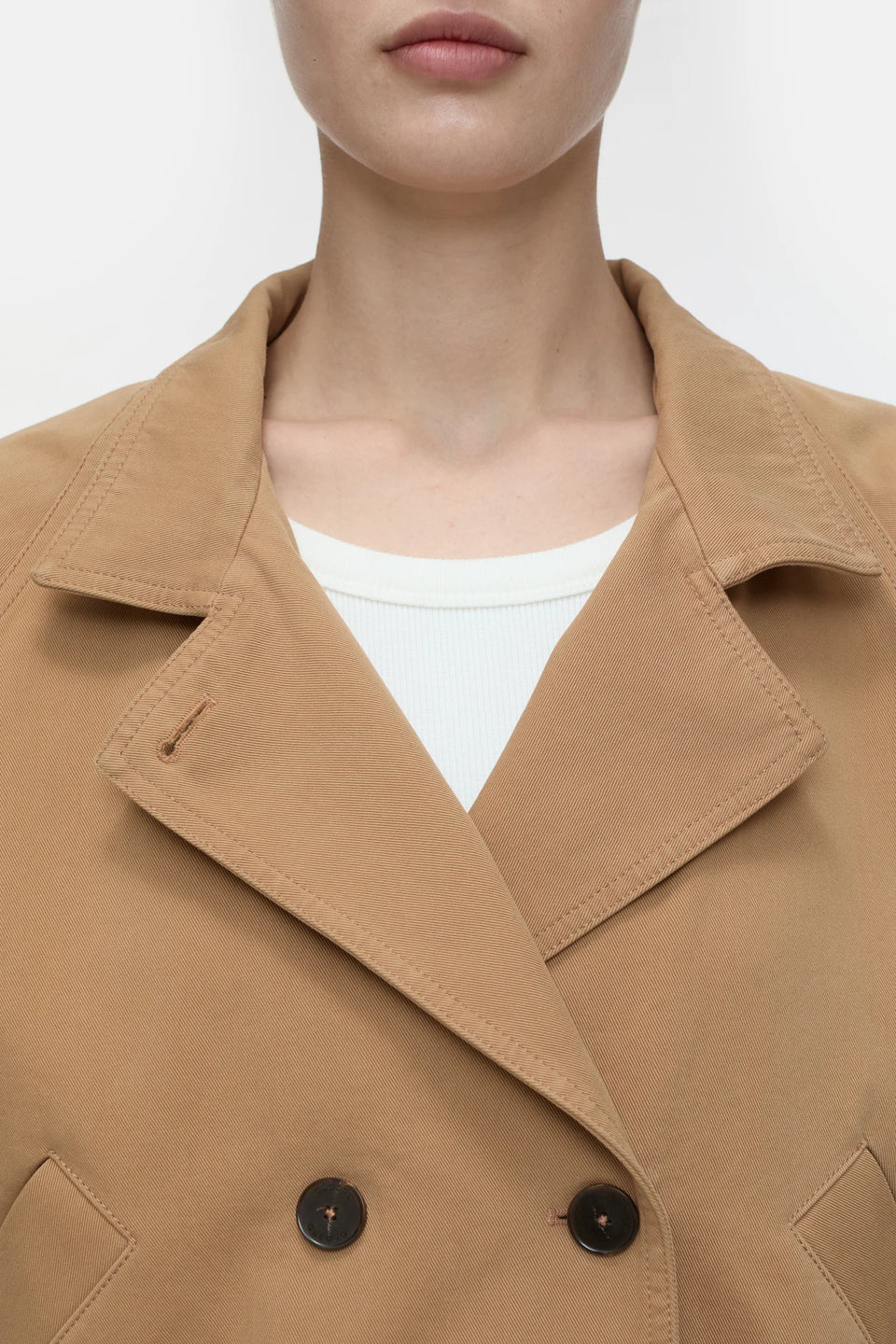 Cropped Trench Jacket - Biscotti