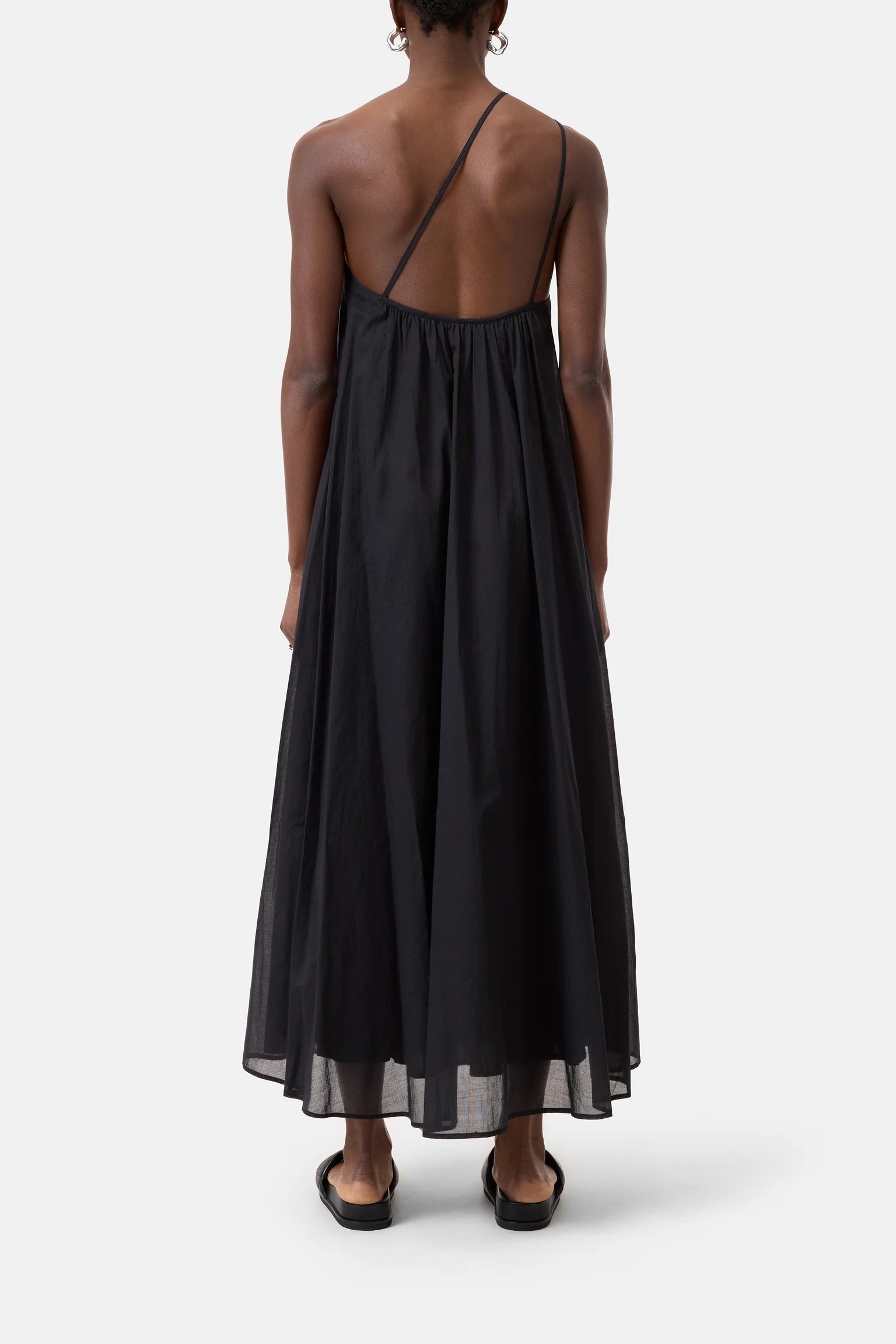 CLOSED Gathered Maxi Lightweight Elevated Cotton Dress in Black | Shop Eleanor